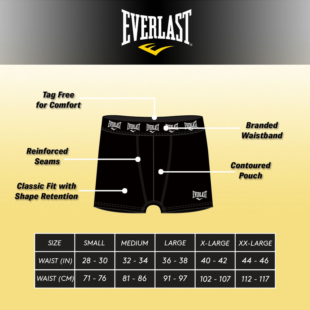 Everlast Men’s Trunks Breathable Cotton Underwear Boxers for Men, Red/Lhg/Royal Medium 6-Pack