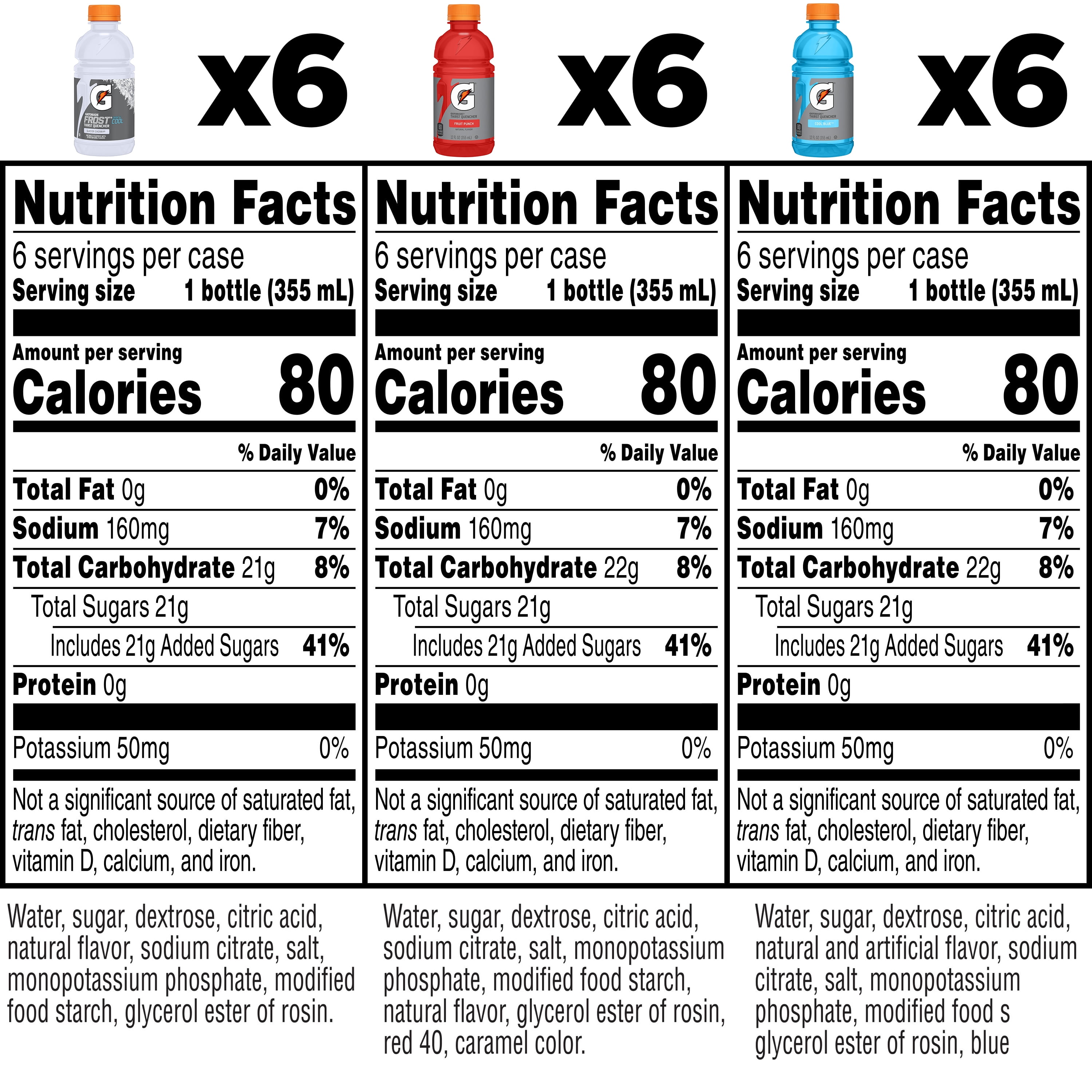 Gatorade Sports Drink, Fruit Punch/Glacier Cherry/Cool Blue Variety Pack, 12 fl oz, 18 Count Bottles