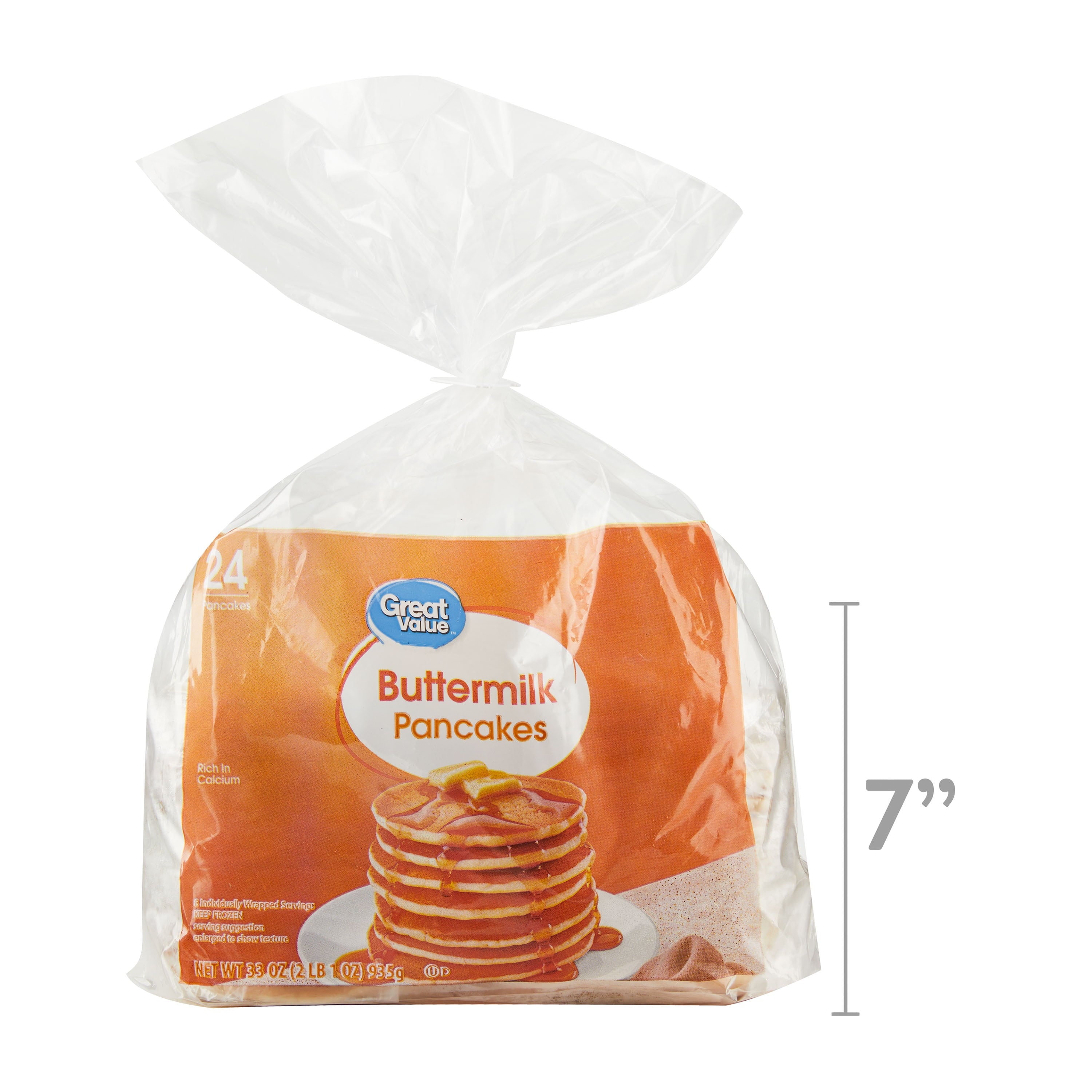 Great Value Buttermilk Pancakes, 33 oz, 24 Count (Frozen)