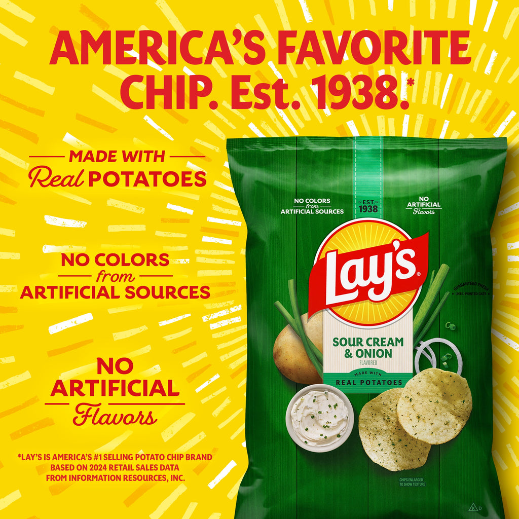Lay's Sour Cream & Onion Flavor Potato Chips, 7.75 oz Bag