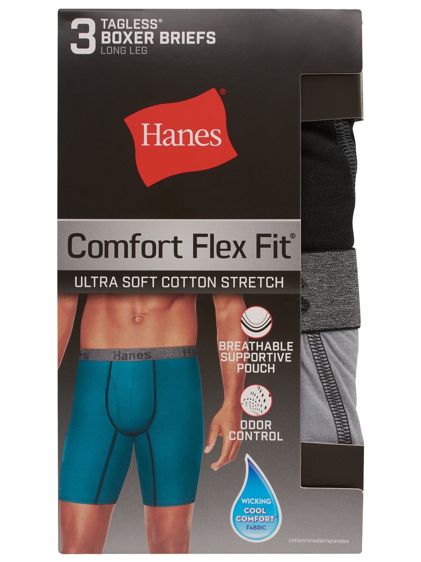 Underwear Boxer Briefs or Long-Leg Boxer Briefs Pack, 3 Pack, Cotton Stretch