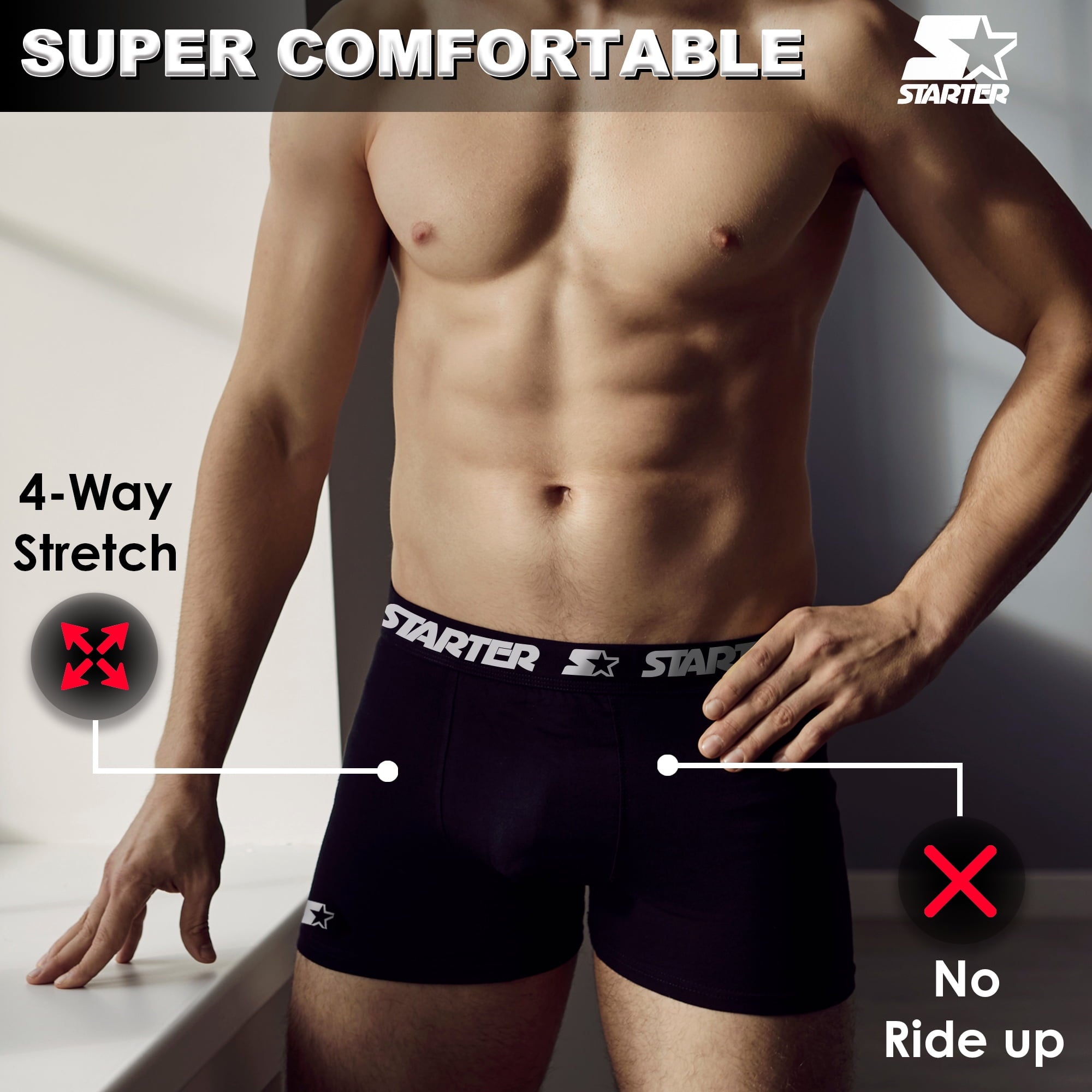 Starter Men's Breathable Polyester Boxer Briefs, (10 Pack)