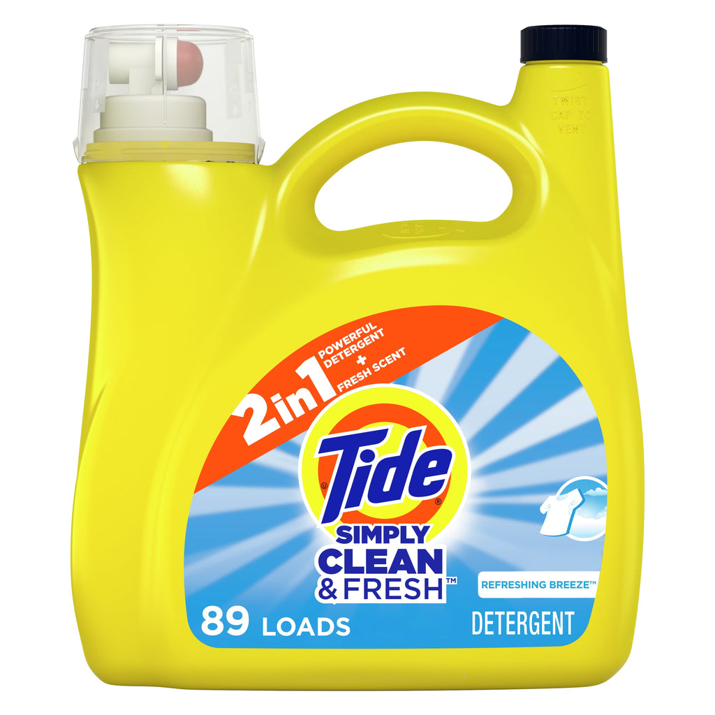 Tide Simply Refreshing Breeze, 89 Loads Liquid Laundry Detergent, 128 fl oz