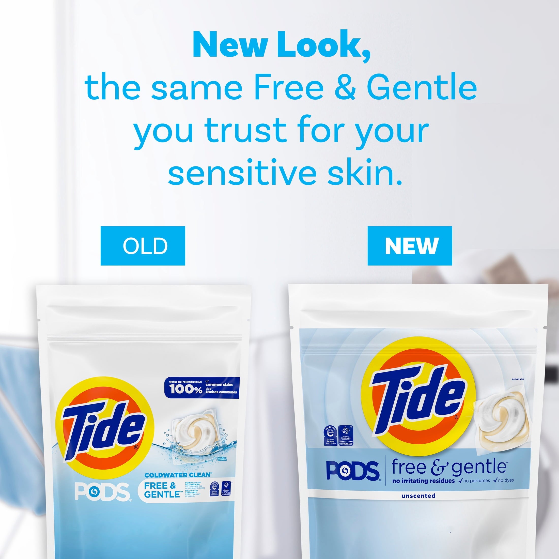 Tide PODS Laundry Detergent Soap Pacs, Free and Gentle, Hypoallergenic, Unscented, 57 Count