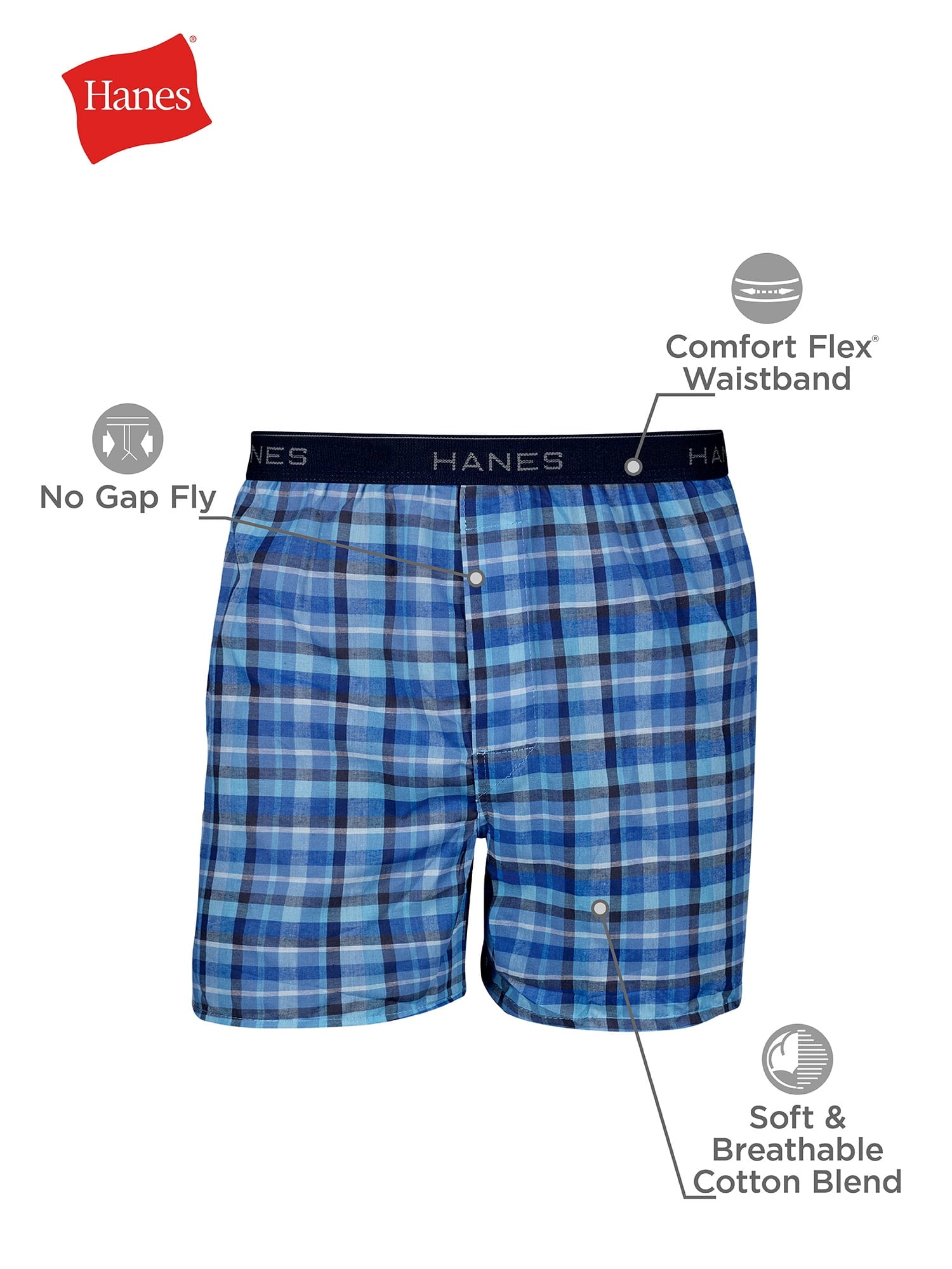 Hanes Men's Woven Boxers, 3 Pack