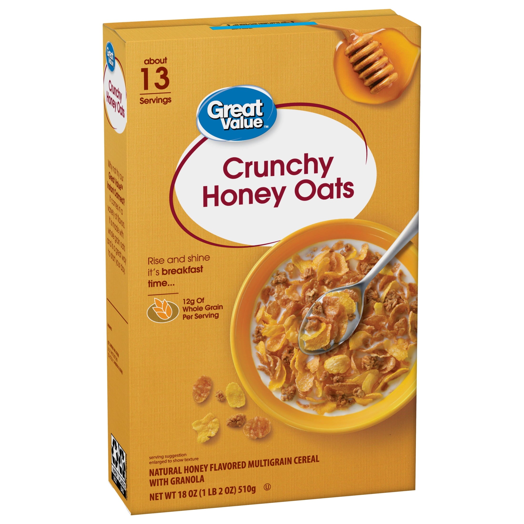 Great Value Crunchy Honey Oats Breakfast Cereal, 18 oz