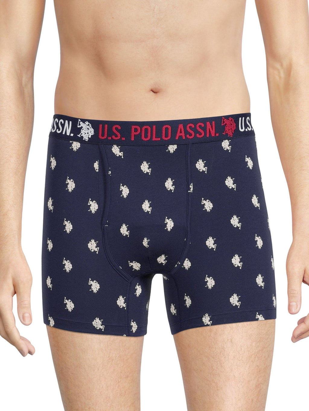 U.S. Polo Assn. Underwear Men's Cotton Stretch Mid Leg Boxer Briefs, Underpants, 3-pack