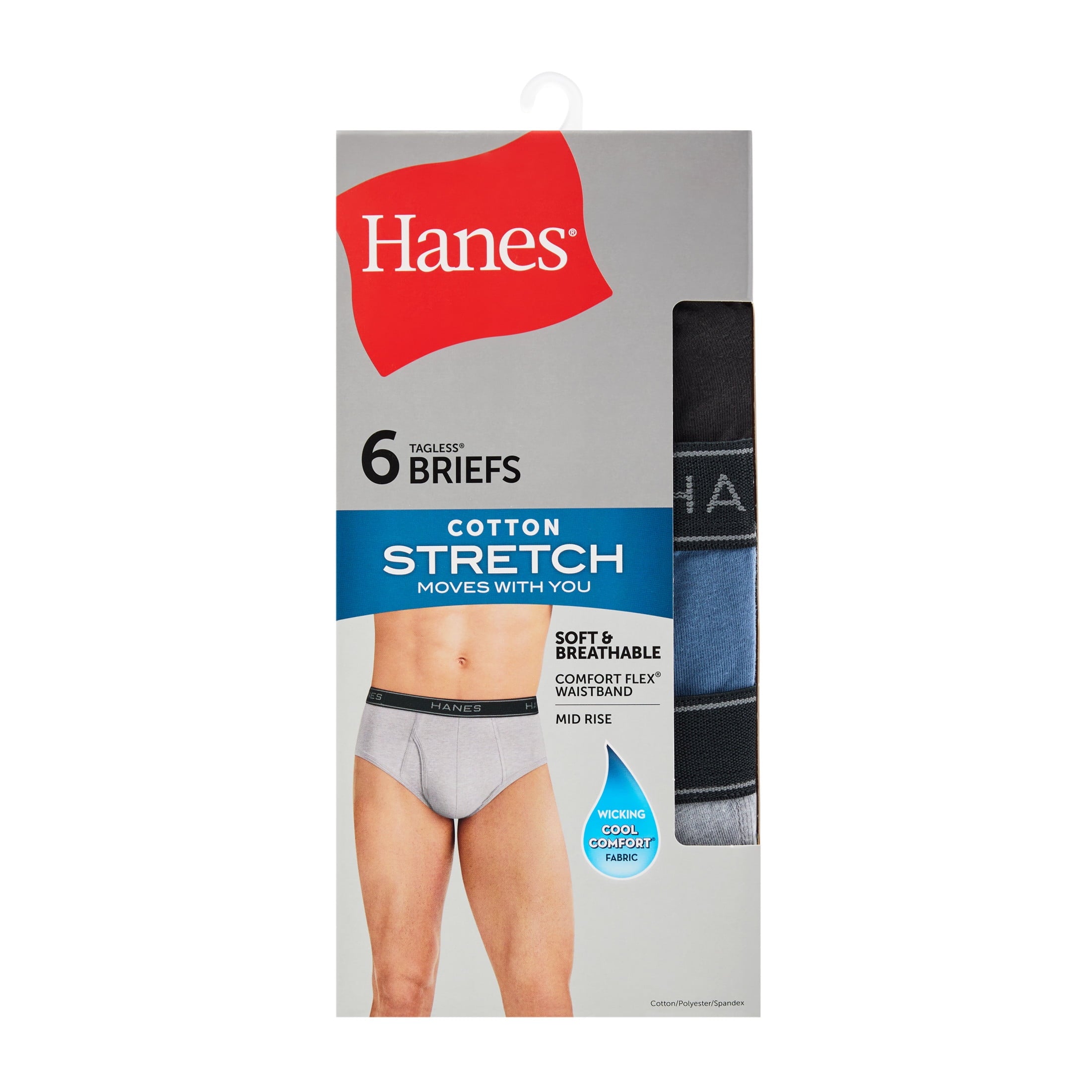 Hanes Men's Underwear Briefs Pack, 6-Pack, Cotton Stretch Underwear for Men, Assorted