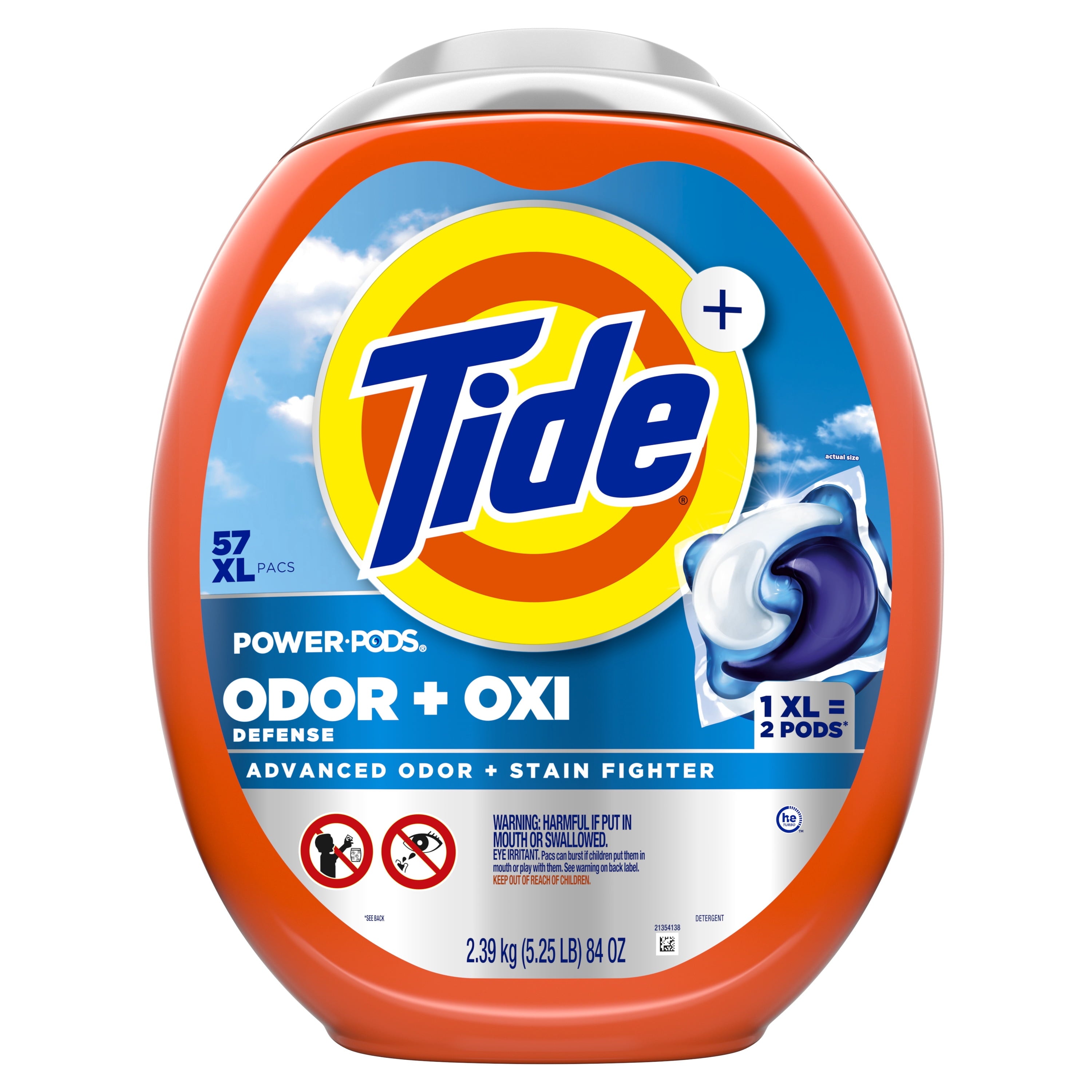 Tide Power PODS Laundry Detergent Soap Pacs with Odor Defense + Oxi, Original Scent, 45 Count