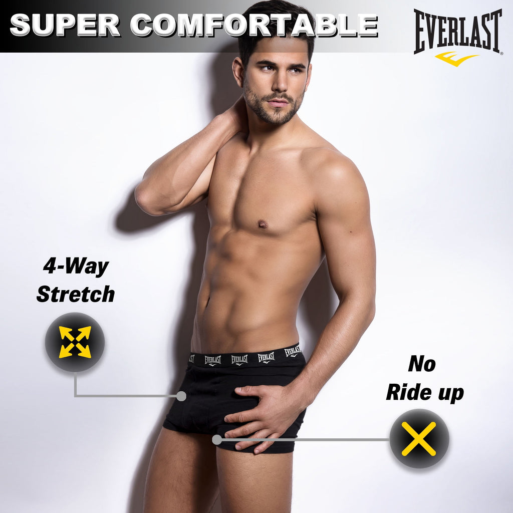 Everlast Men’s Trunks Breathable Cotton Underwear Boxers for Men, Red/Lhg/Royal Medium 6-Pack