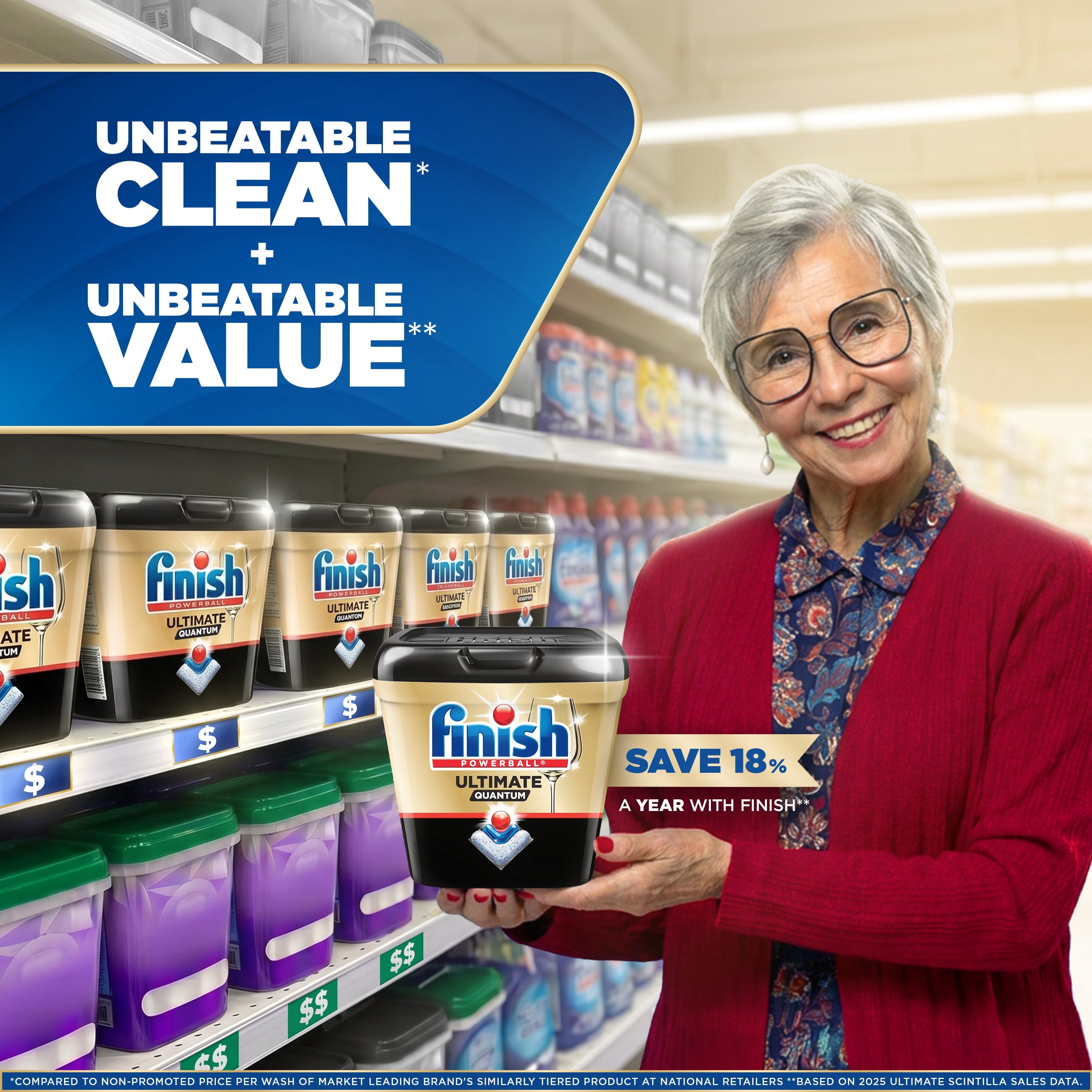 Finish Ultimate Quantum Dishwasher Pods, Dishwasher Detergent Dish Soap, 50% More Cleaning Power, 38 Tabs