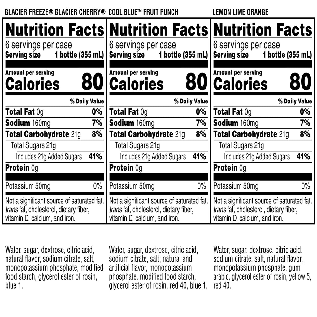 Gatorade Sports Drink, Fruit Punch/Glacier Cherry/Cool Blue Variety Pack, 12 fl oz, 18 Count Bottles