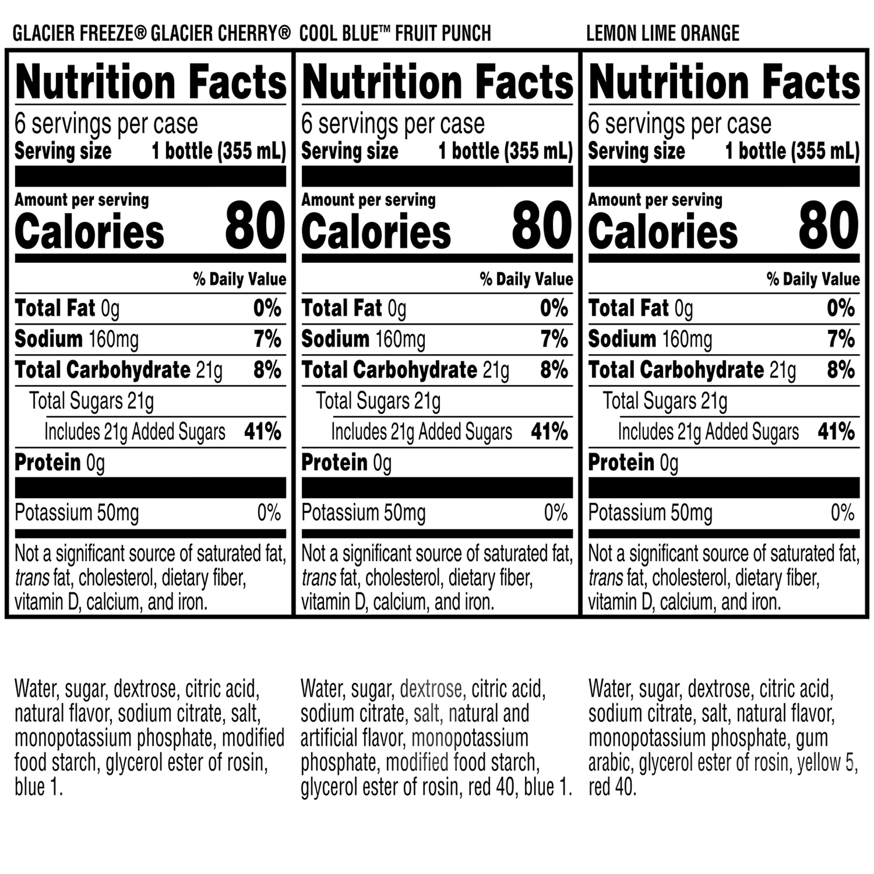 Gatorade Sports Drink, Fruit Punch/Glacier Cherry/Cool Blue Variety Pack, 12 fl oz, 18 Count Bottles