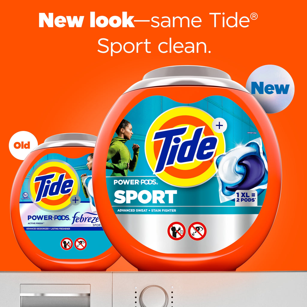 Tide Power Pods Laundry Detergent Soap Packs with Febreze, Sport Odor Defense, 45 Ct