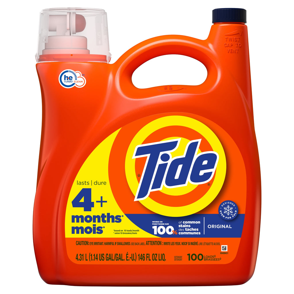Tide Liquid Laundry Detergent, Original, 100 Loads, 146 fl oz, HE Compatible