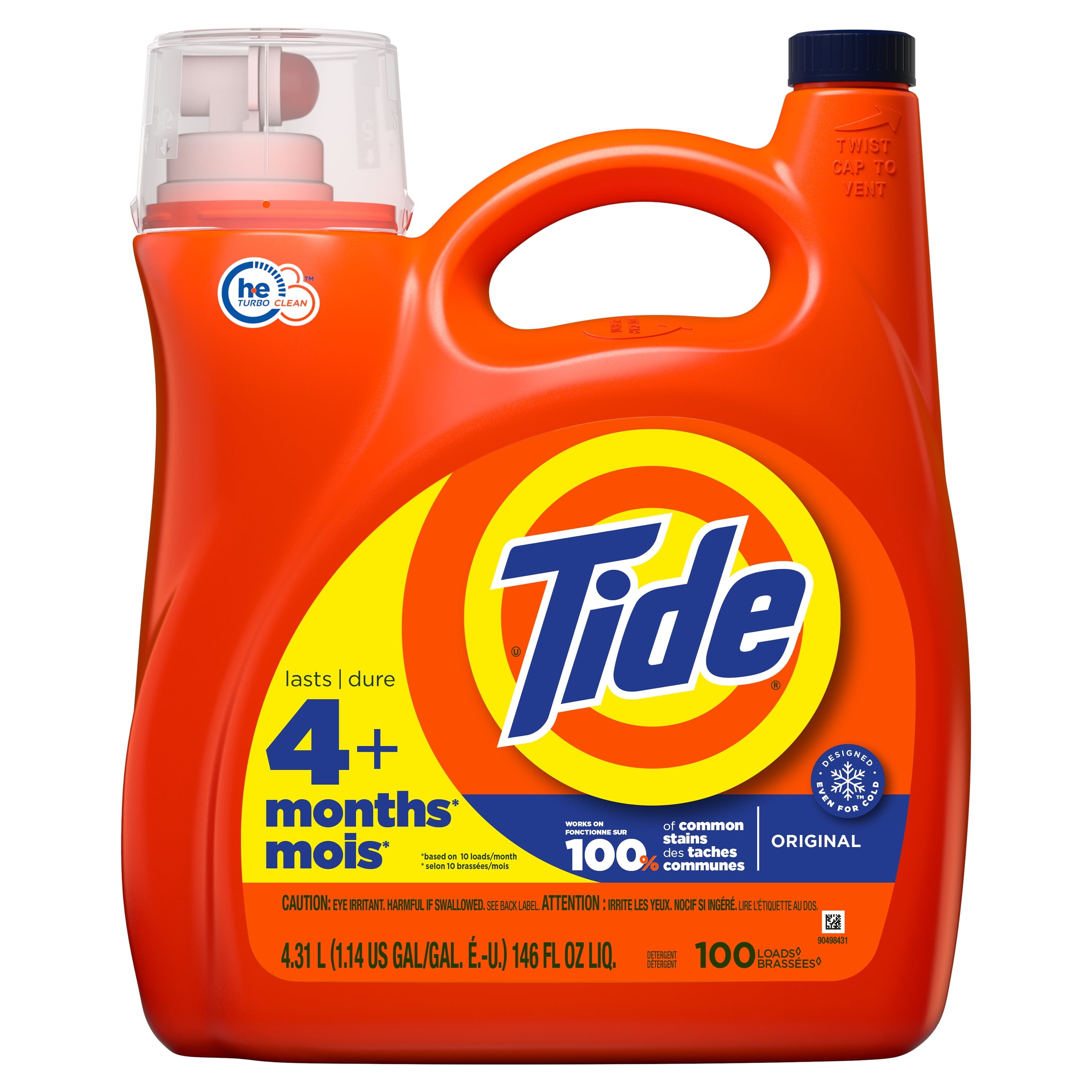 Tide Liquid Laundry Detergent, Original, 100 Loads, 146 fl oz, HE Compatible