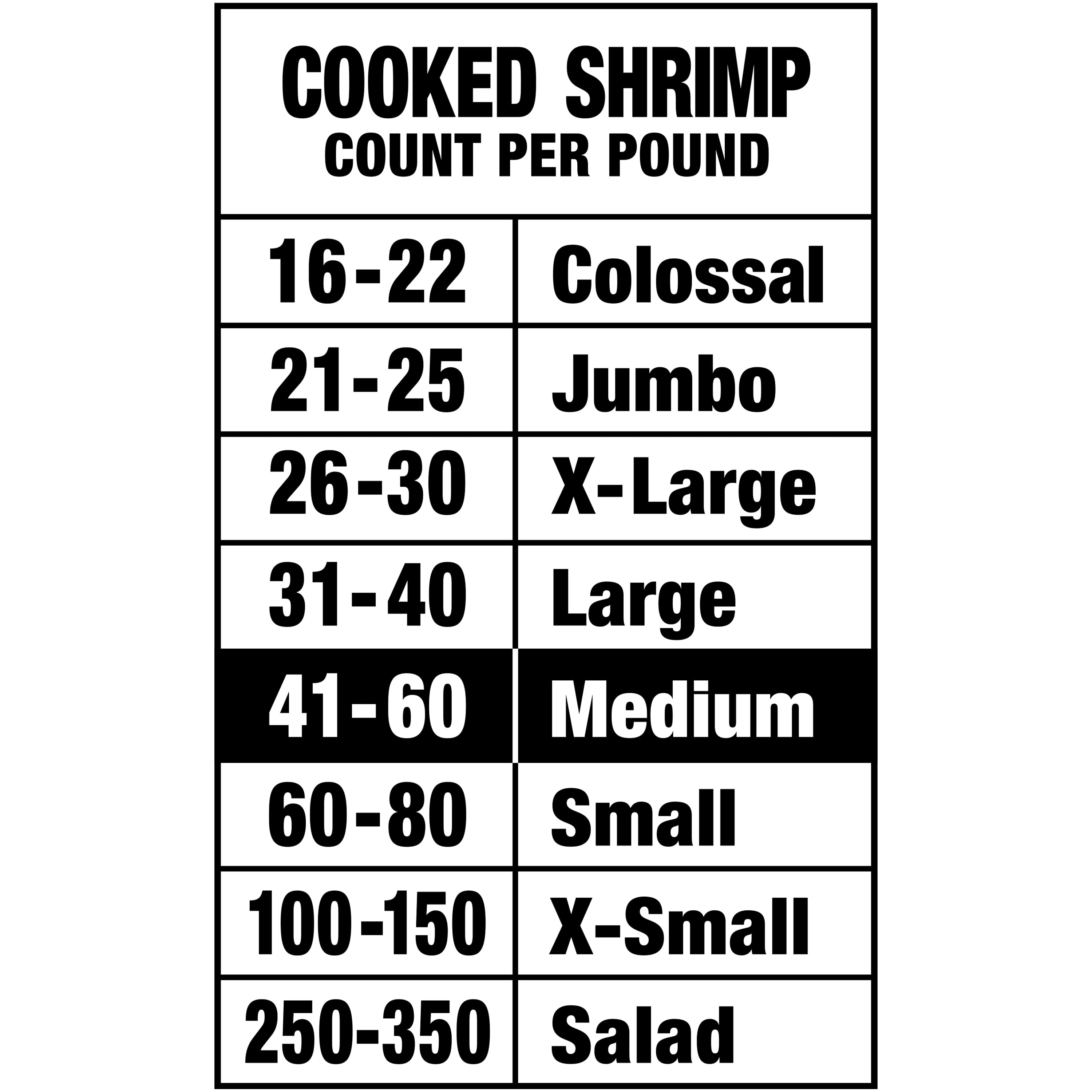 Great Value Frozen Cooked Medium Peeled & Deveined Tail-on Shrimp, 12 oz Bag (41-60 Count per lb)