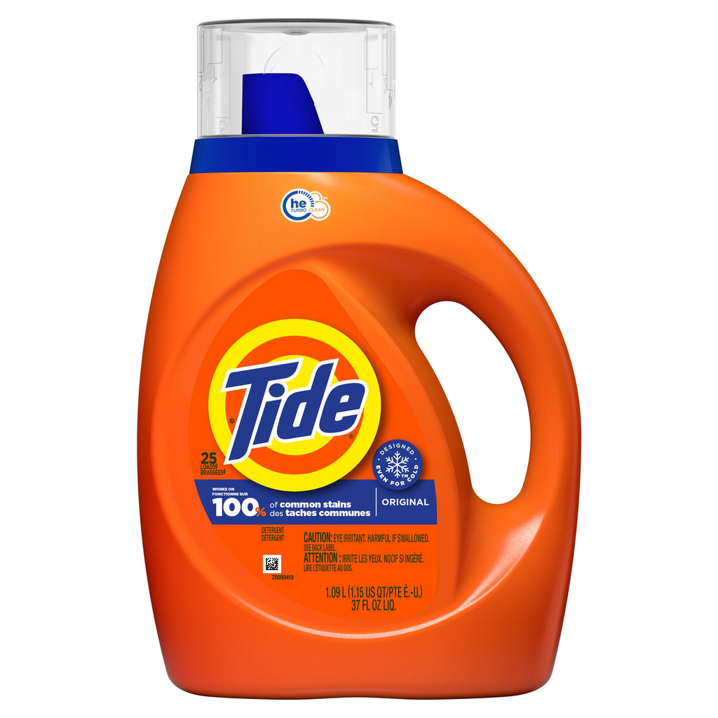 Tide Original HE, 25 Loads Liquid Laundry Detergent, Original, 37 fl oz