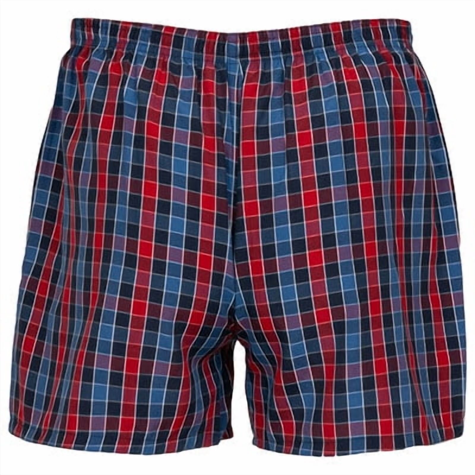 Gildan Men's Woven Boxer Underwear, 5-Pack, Red/Grey, Large