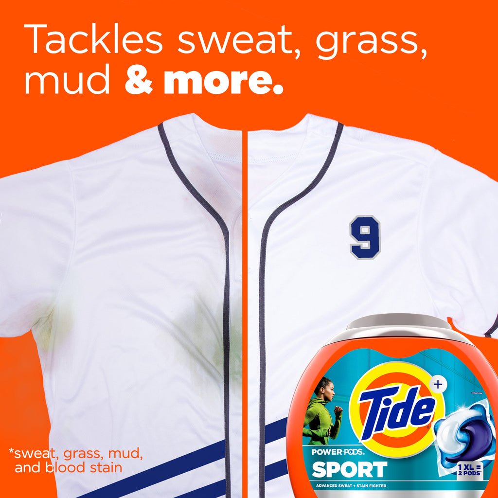 Tide Power Pods Laundry Detergent Soap Packs with Febreze, Sport Odor Defense, 45 Ct