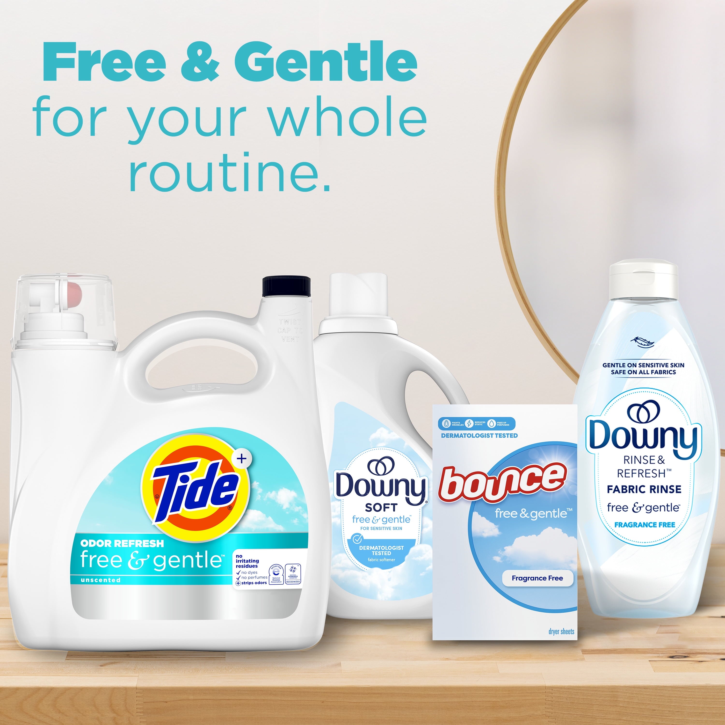 Tide Free & Gentle Laundry Detergent Liquid for Sensitive Skin, Hypoallergenic, Perfume Free, 73 fl oz, 52 Loads