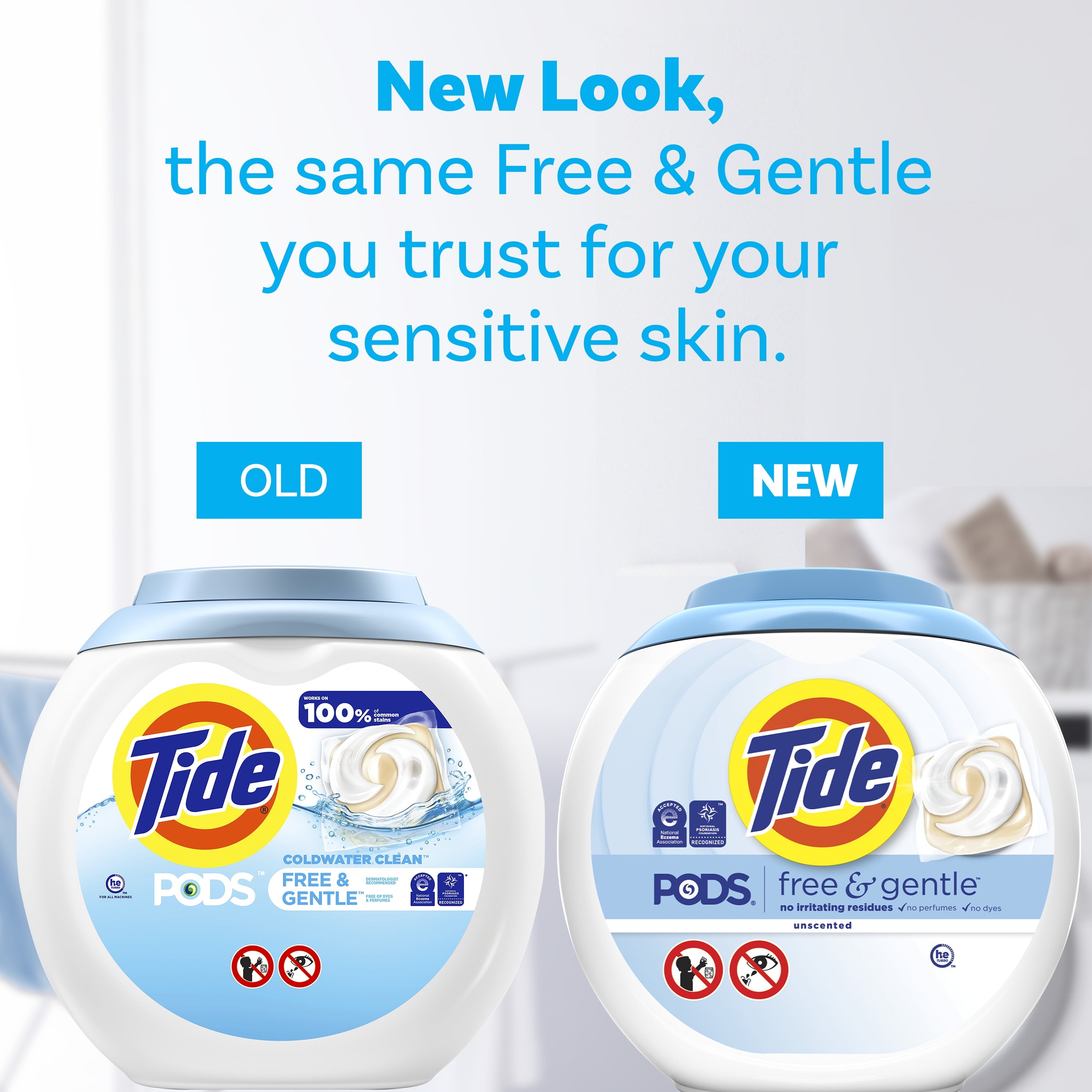 Tide PODS Laundry Detergent Soap Pacs, Free and Gentle, Hypoallergenic, Unscented, 57 Count