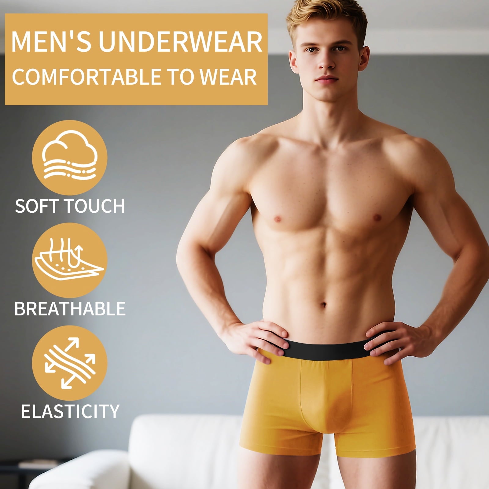 Usavemo 7+3 Bonus Pack Mens Boxer Briefs Lightweight Breathable Underwear for Men Size L