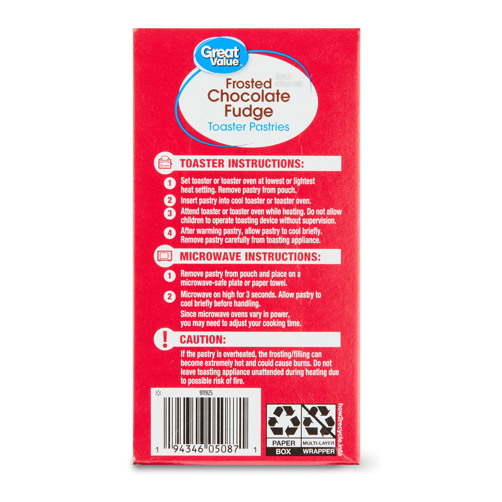 Great Value Frosted Chocolate Fudge Toasted Pastries, 20.3 oz, 12 Count