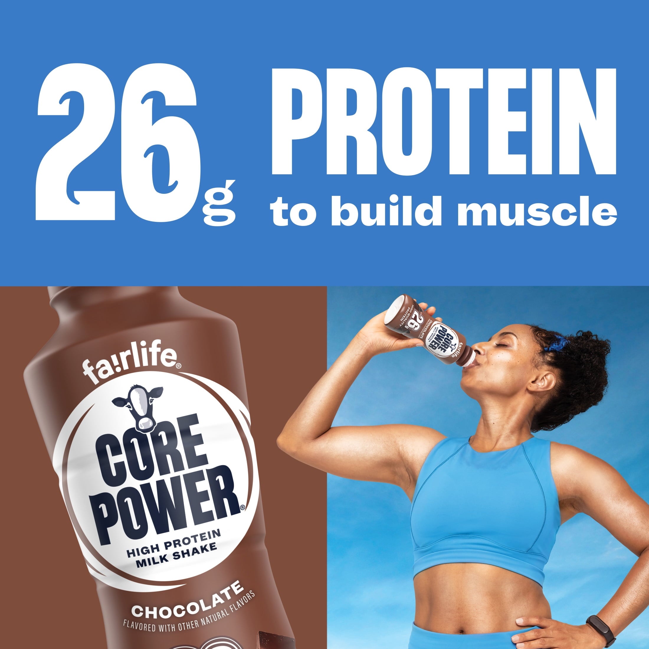 Core Power Protein Shake, Chocolate, 26g Bottle, 14oz, 12 Pack