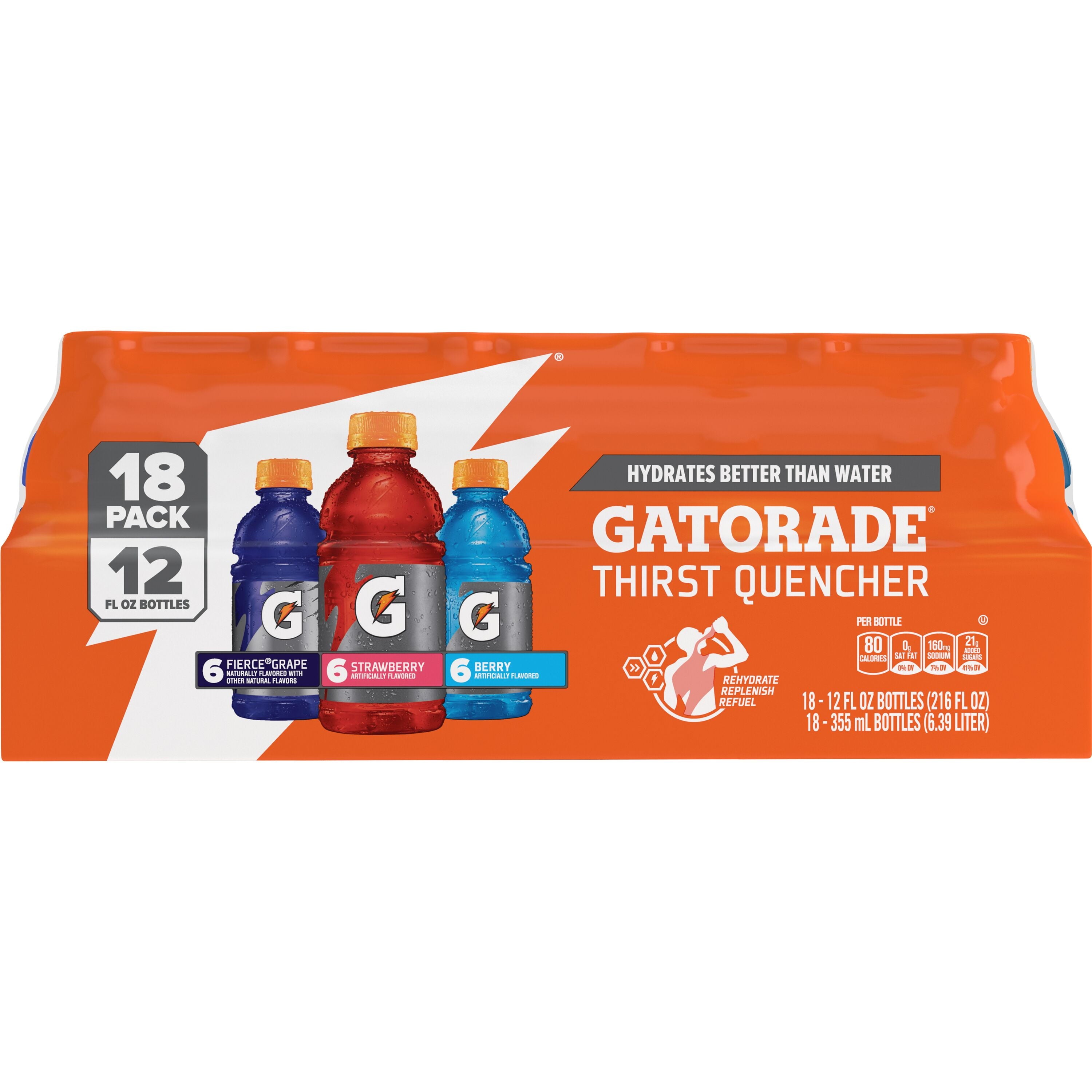Gatorade Sports Drink, Fruit Punch/Glacier Cherry/Cool Blue Variety Pack, 12 fl oz, 18 Count Bottles
