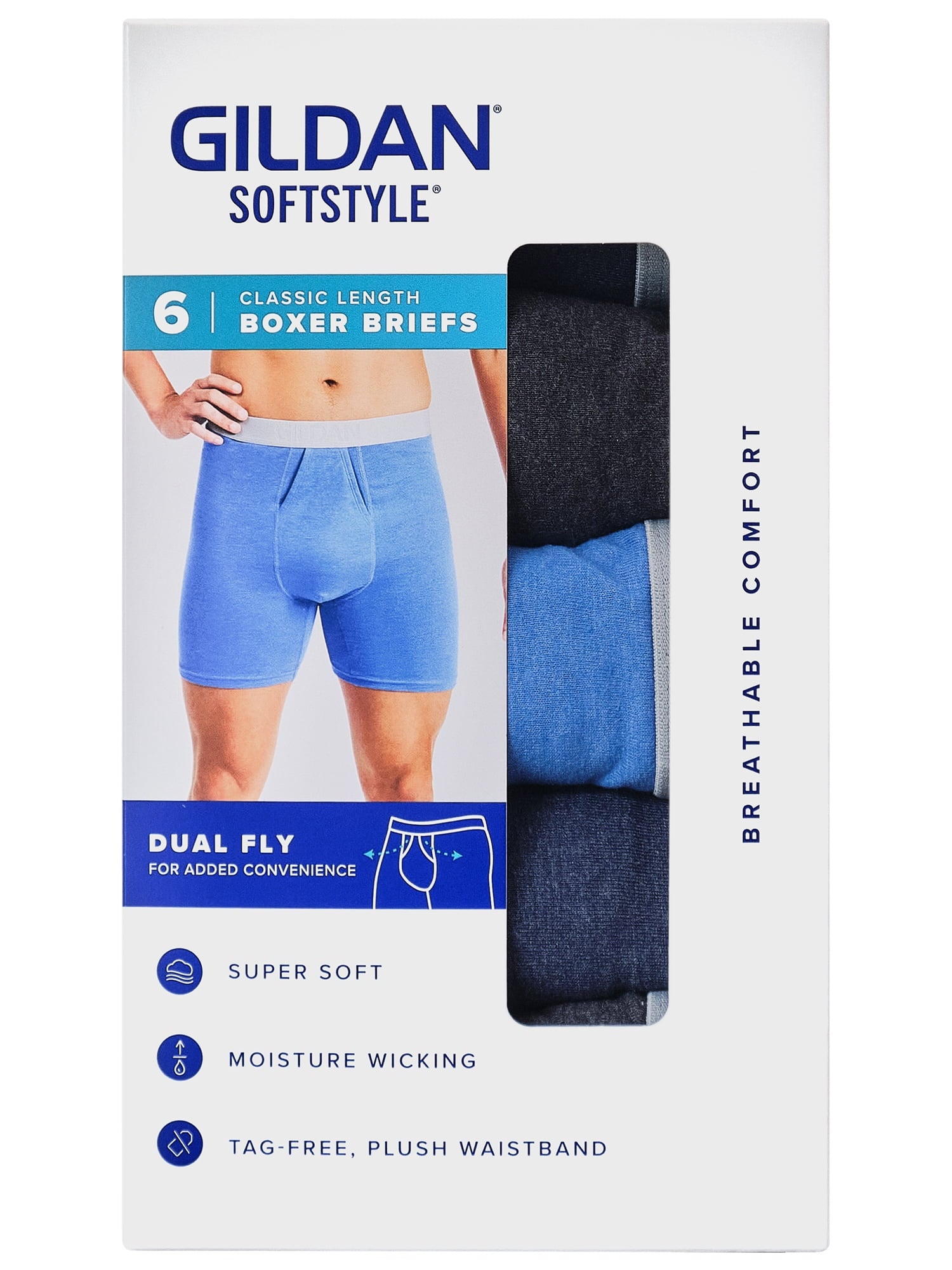 Gildan SoftStyle Adult Men's Boxer Briefs, 6-Pack, Sizes S-2XL