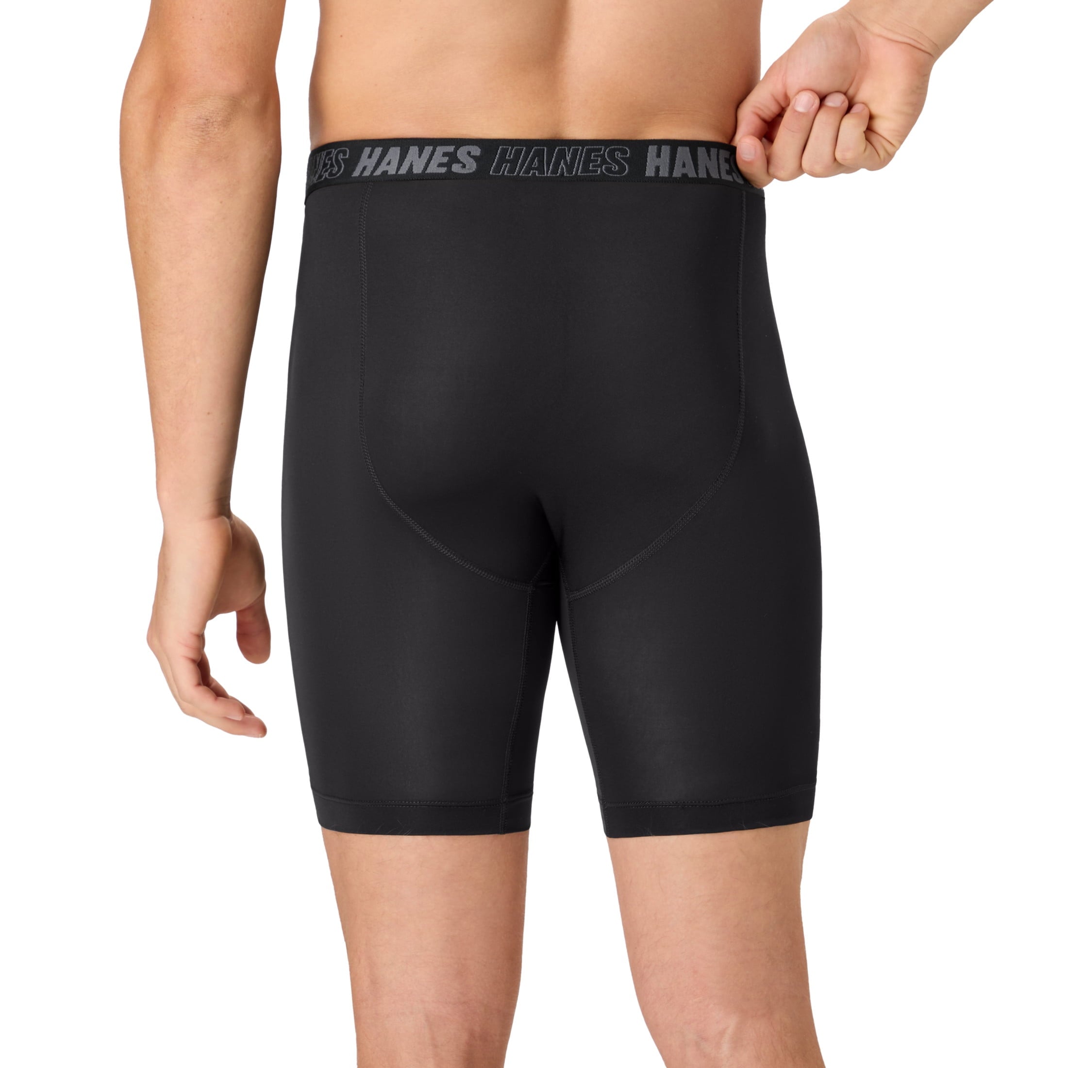 Hanes Mens Underwear Long Leg Boxer Briefs, 3-Pack, Moves Anti-Chafe with Total Support Pouch