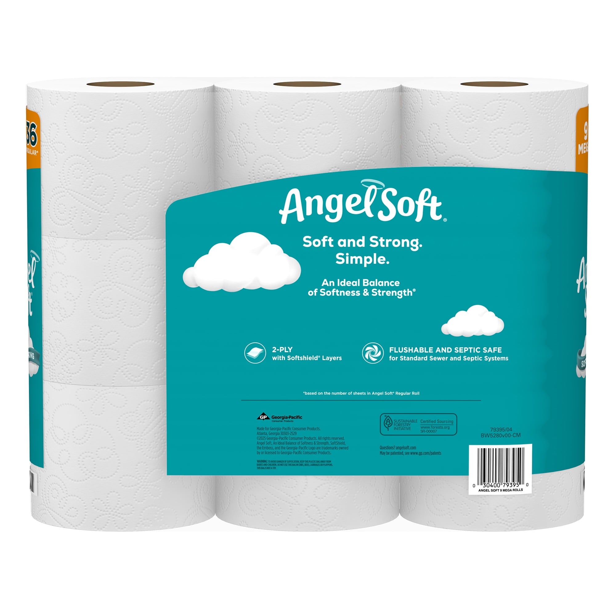 Angel Soft 2-Ply Toilet Paper, 36 Mega Rolls, 320 Sheets per Roll
