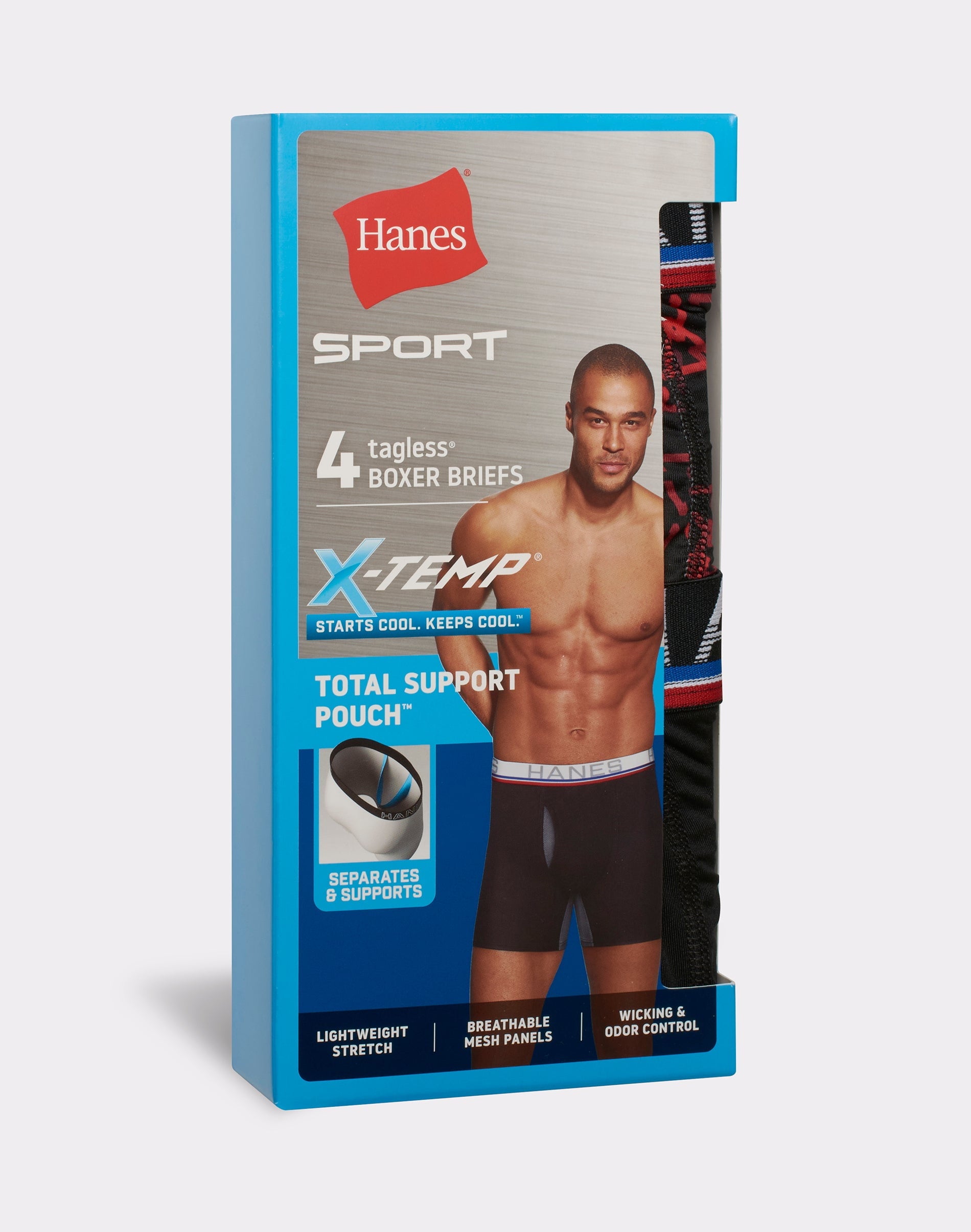 Hanes X-Temp Total Support Pouch Mens Boxer Briefs, Anti-Chafing Underwear, 3-Pack