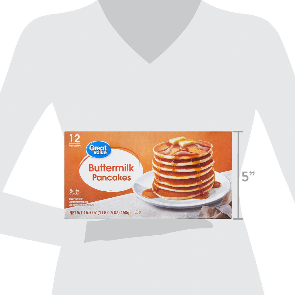 Great Value Buttermilk Pancakes, 16.5 oz, 12 Count (Frozen)