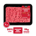 All Natural* 80% Lean/20% Fat Ground Beef Chuck, 1 lb Tray