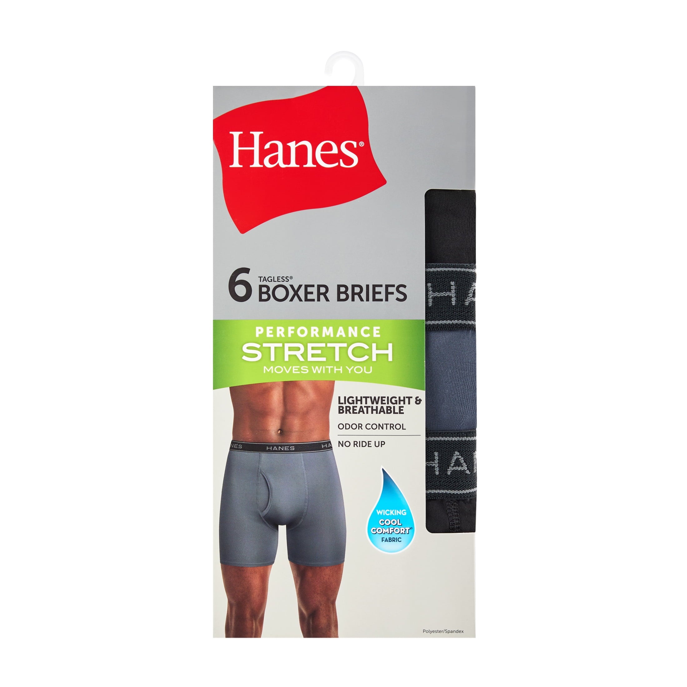 Hanes Mens Underwear Briefs, 3-Pack, Performance Stretch Boxer Brief Underwear, Moisture Wicking