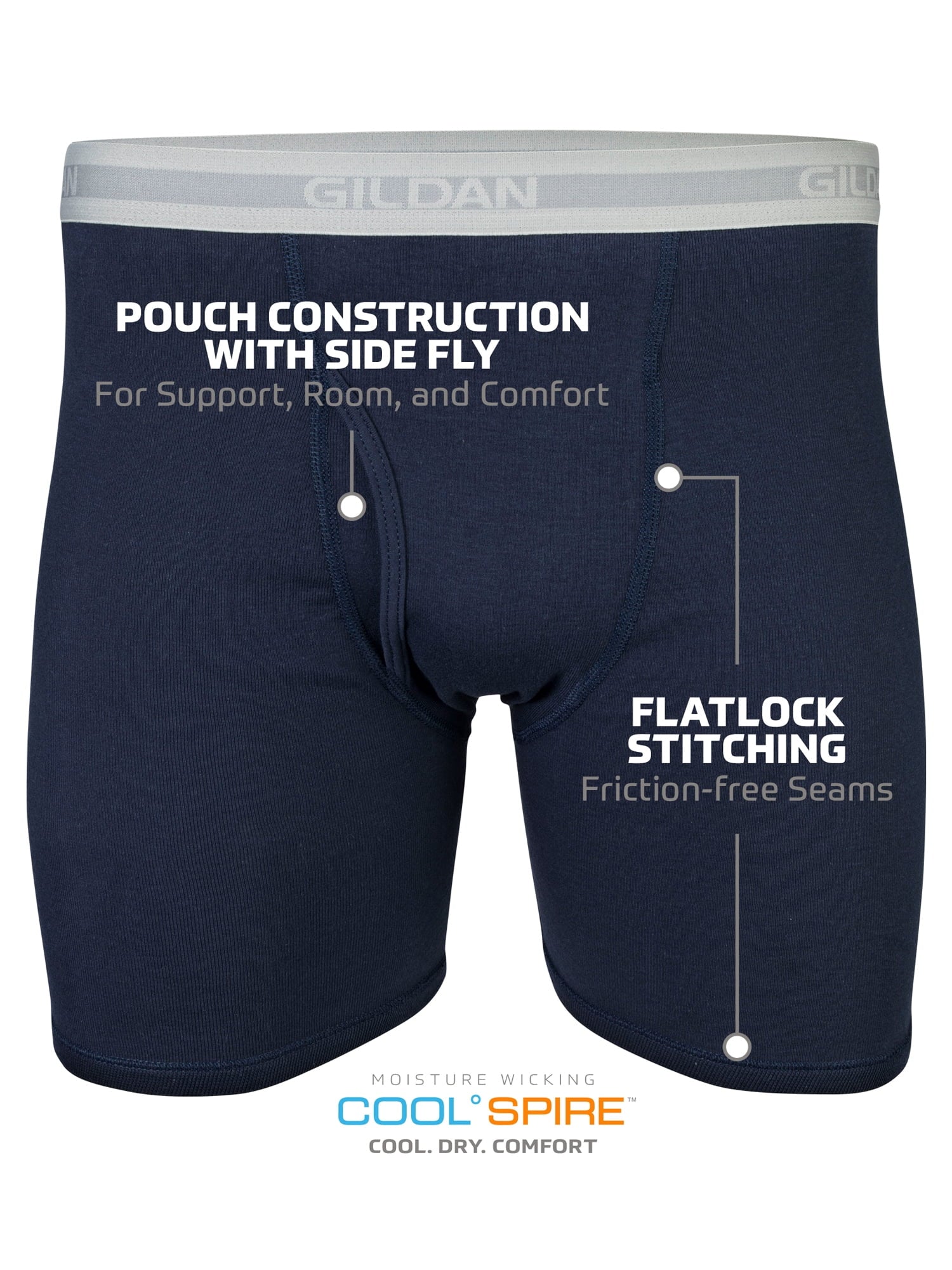 Gildan Adult Mens Boxer Briefs With Waistband, 10-Pack, Sizes S-2XL, 6" Inseam