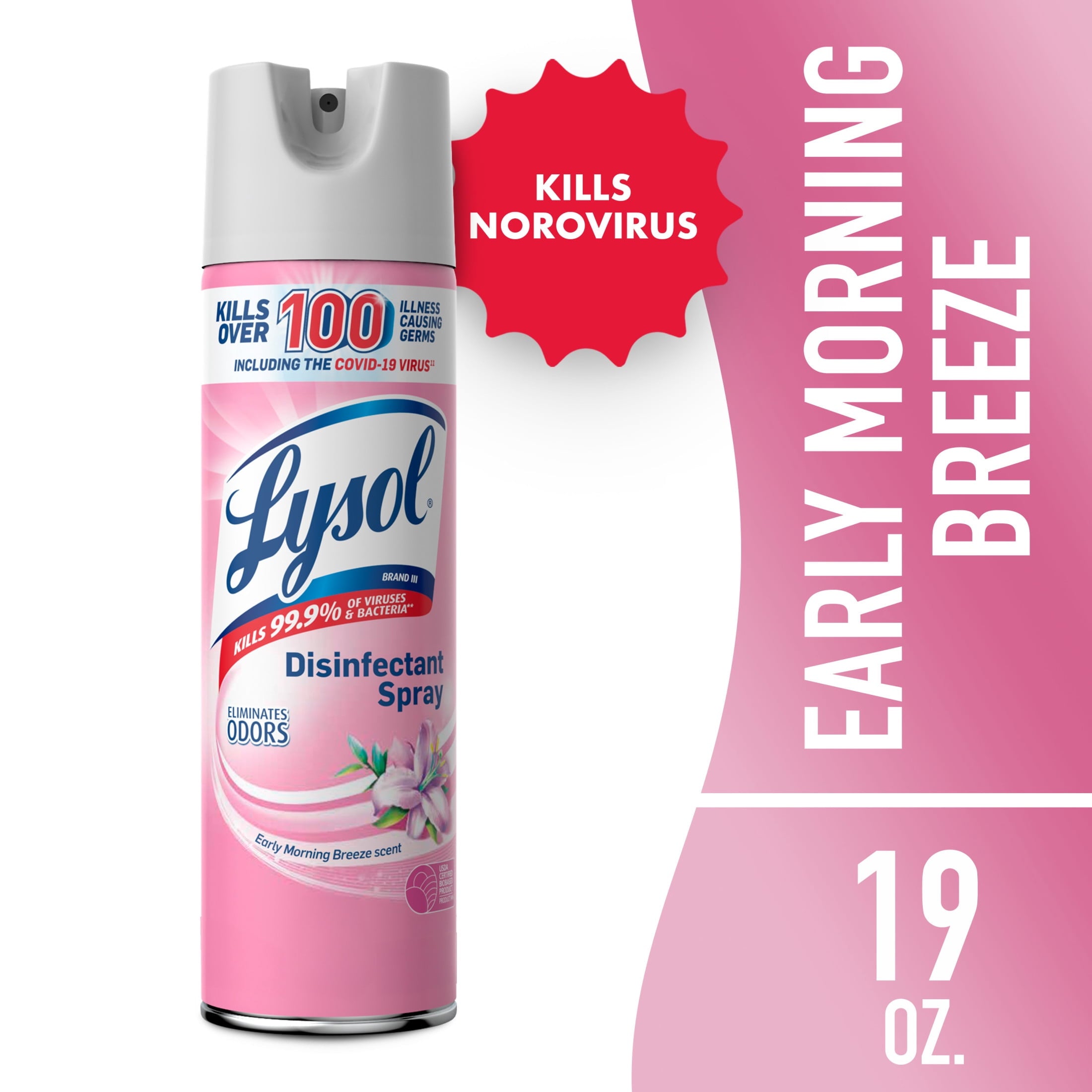 Lysol Disinfectant Spray, Sanitizing and Antibacterial Spray, Deodorizer, Early Morning Breeze, 19 oz