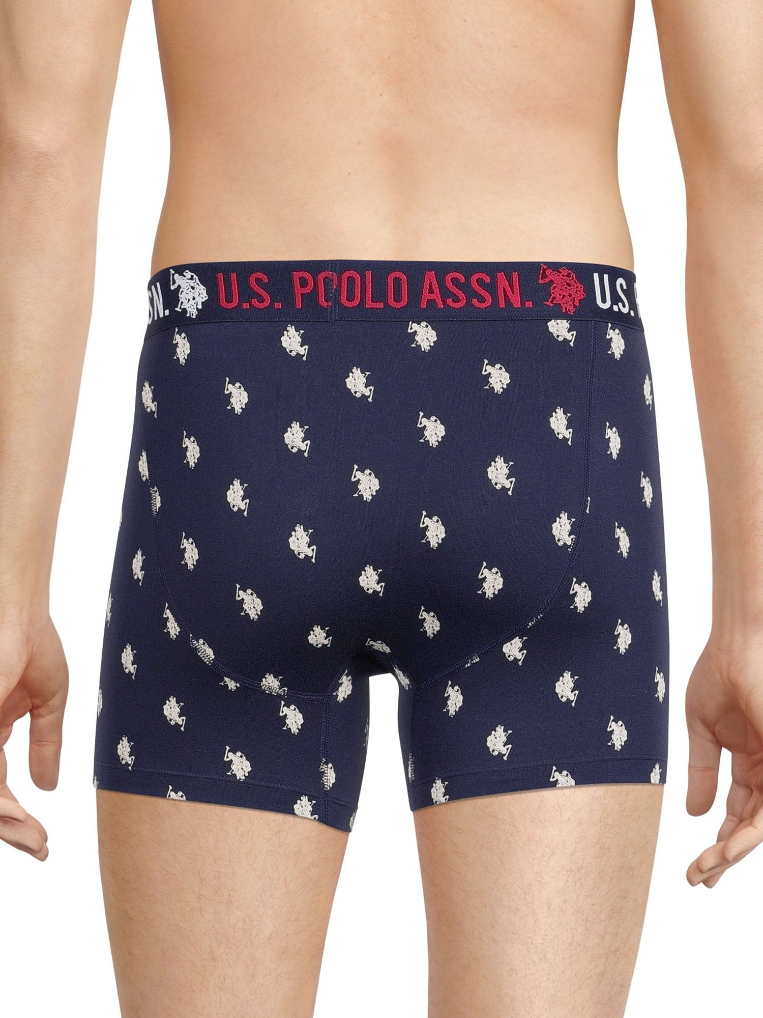 U.S. Polo Assn. Underwear Men's Cotton Stretch Mid Leg Boxer Briefs, Underpants, 3-pack