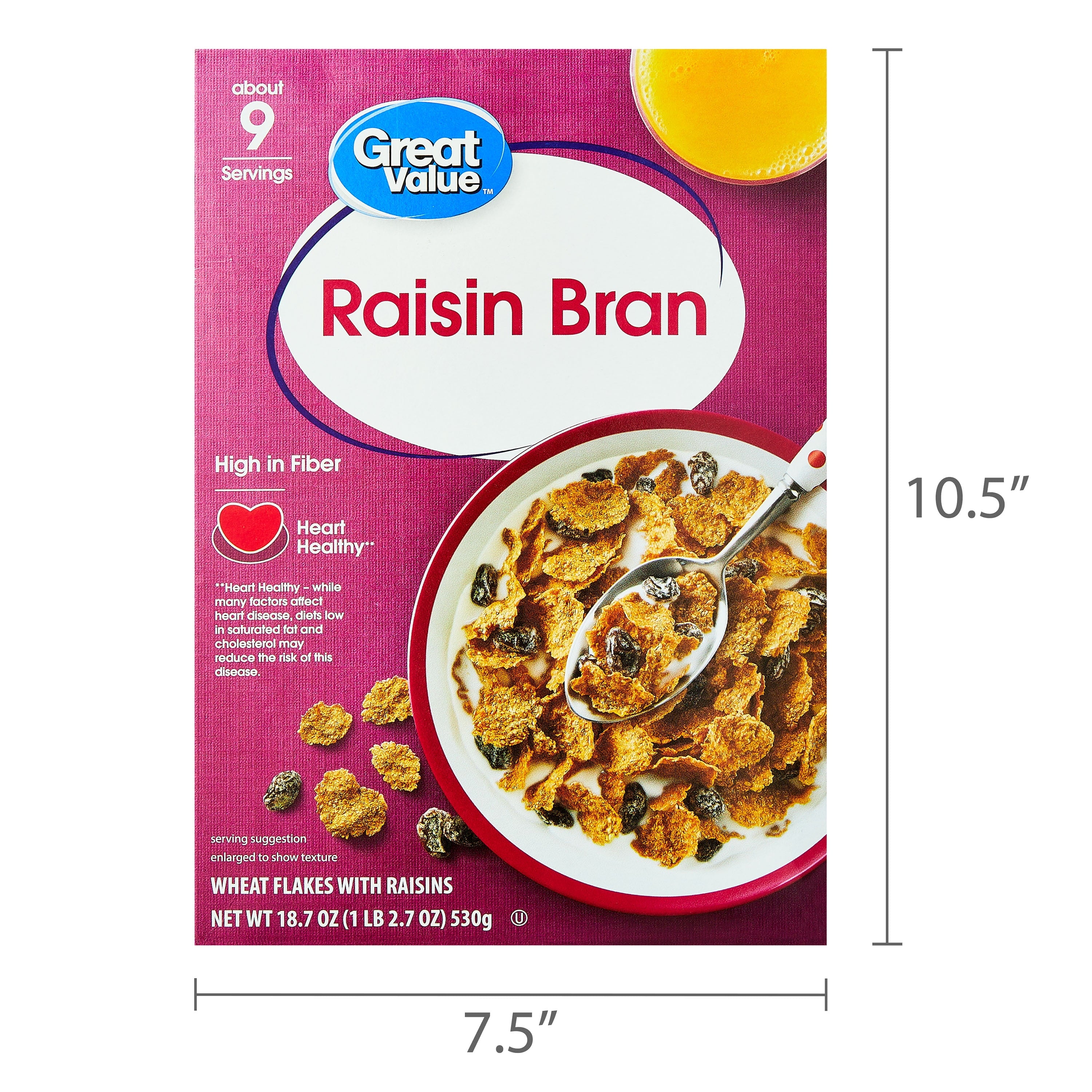 Great Value Raisin Bran Breakfast Cereal, 18.7 oz