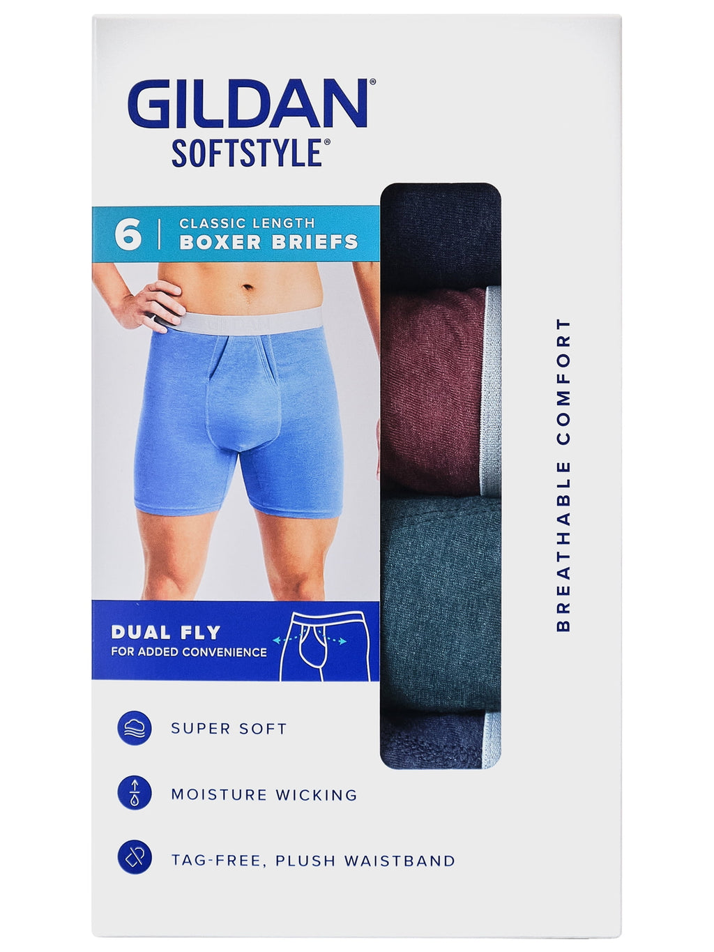 Gildan SoftStyle Adult Men's Boxer Briefs, 6-Pack, Sizes S-2XL
