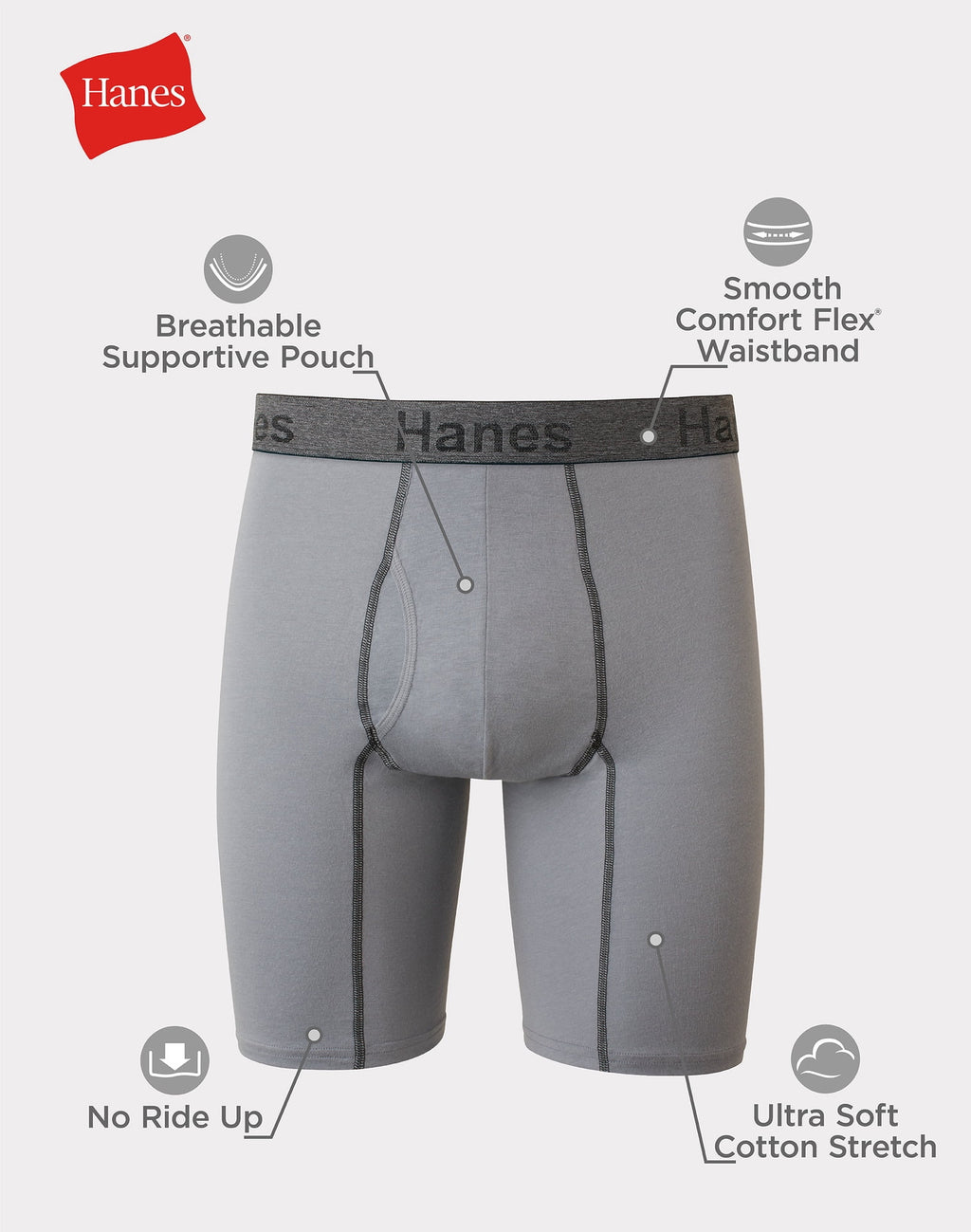 Underwear Boxer Briefs or Long-Leg Boxer Briefs Pack, 3 Pack, Cotton Stretch