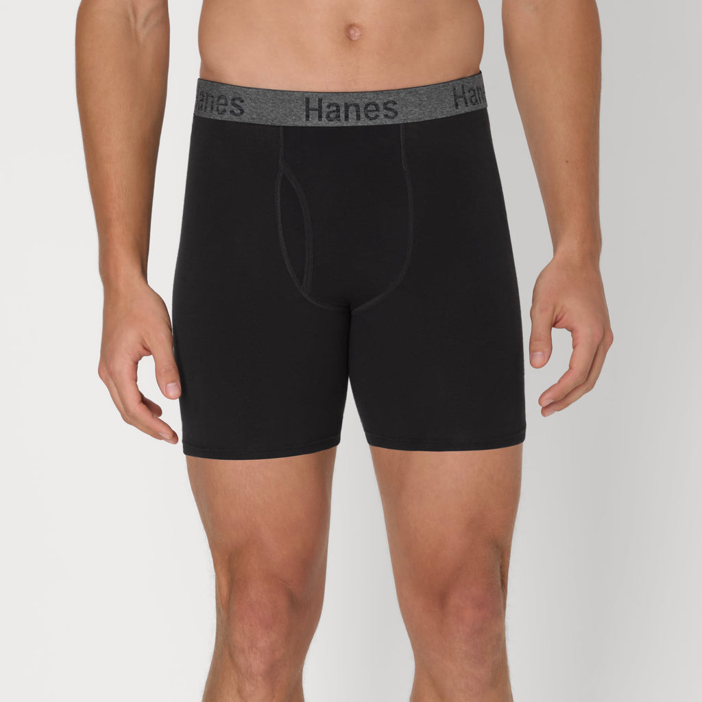 Hanes Men's Boxer Brief Underwear Pack with Stay Dry Pouch, Cotton Stretch, Assorted, 3-Pack