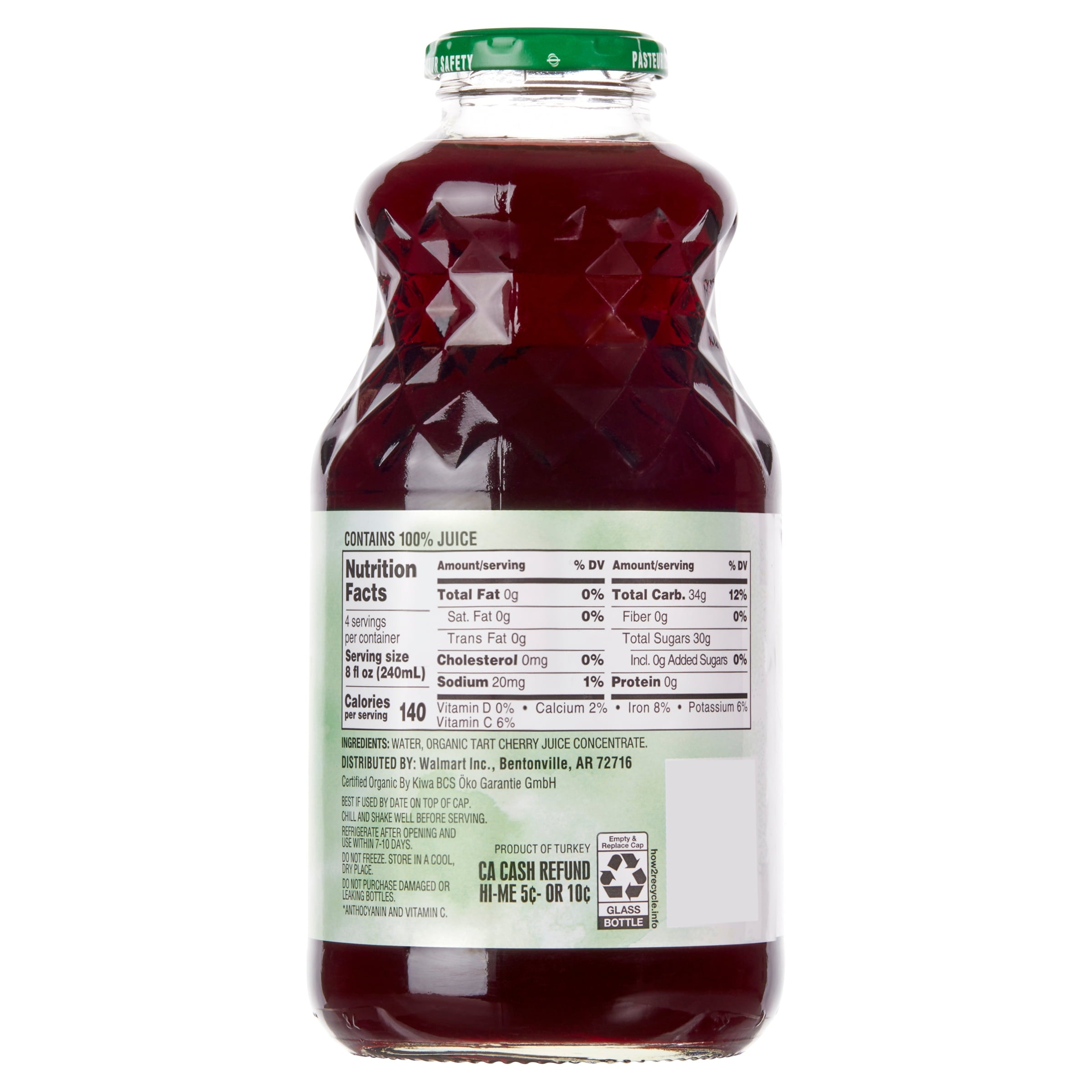 Great Value Organic 100% Tart Cherry Juice, 32 fl oz
