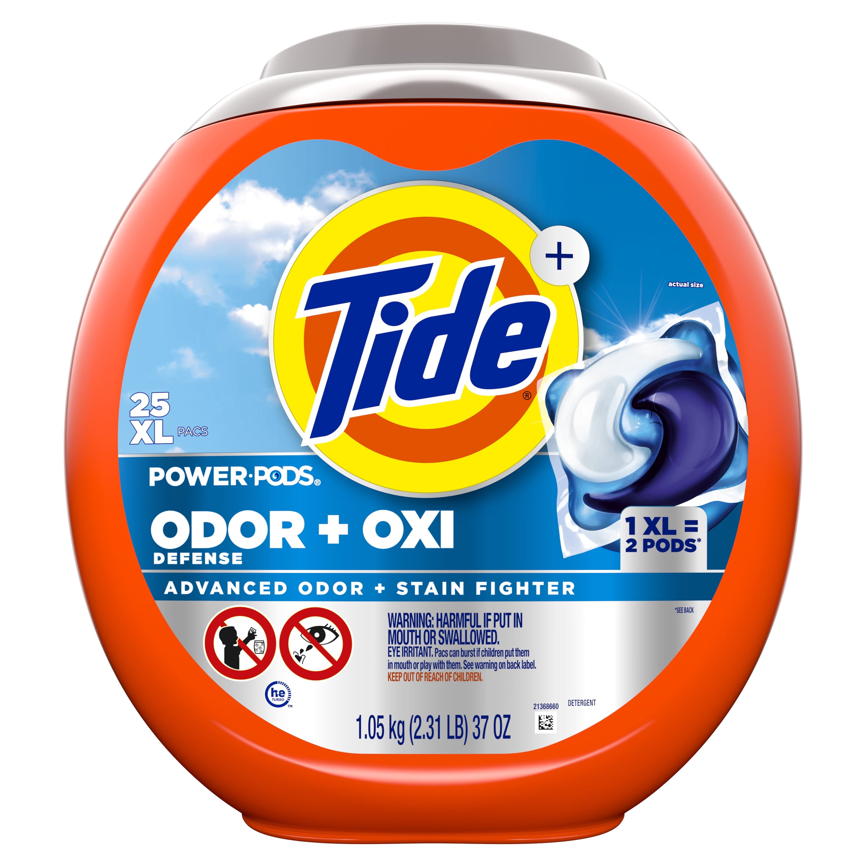 Tide Power PODS Laundry Detergent Soap Pacs with Odor Defense + Oxi, Original Scent, 45 Count