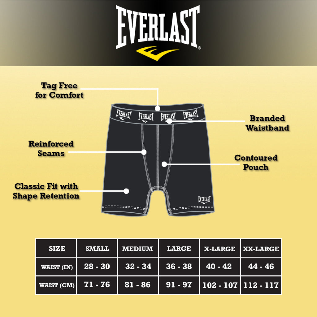 Everlast Men's Performance Underwear Stretch Boxer Briefs with Fly, 6-Pack