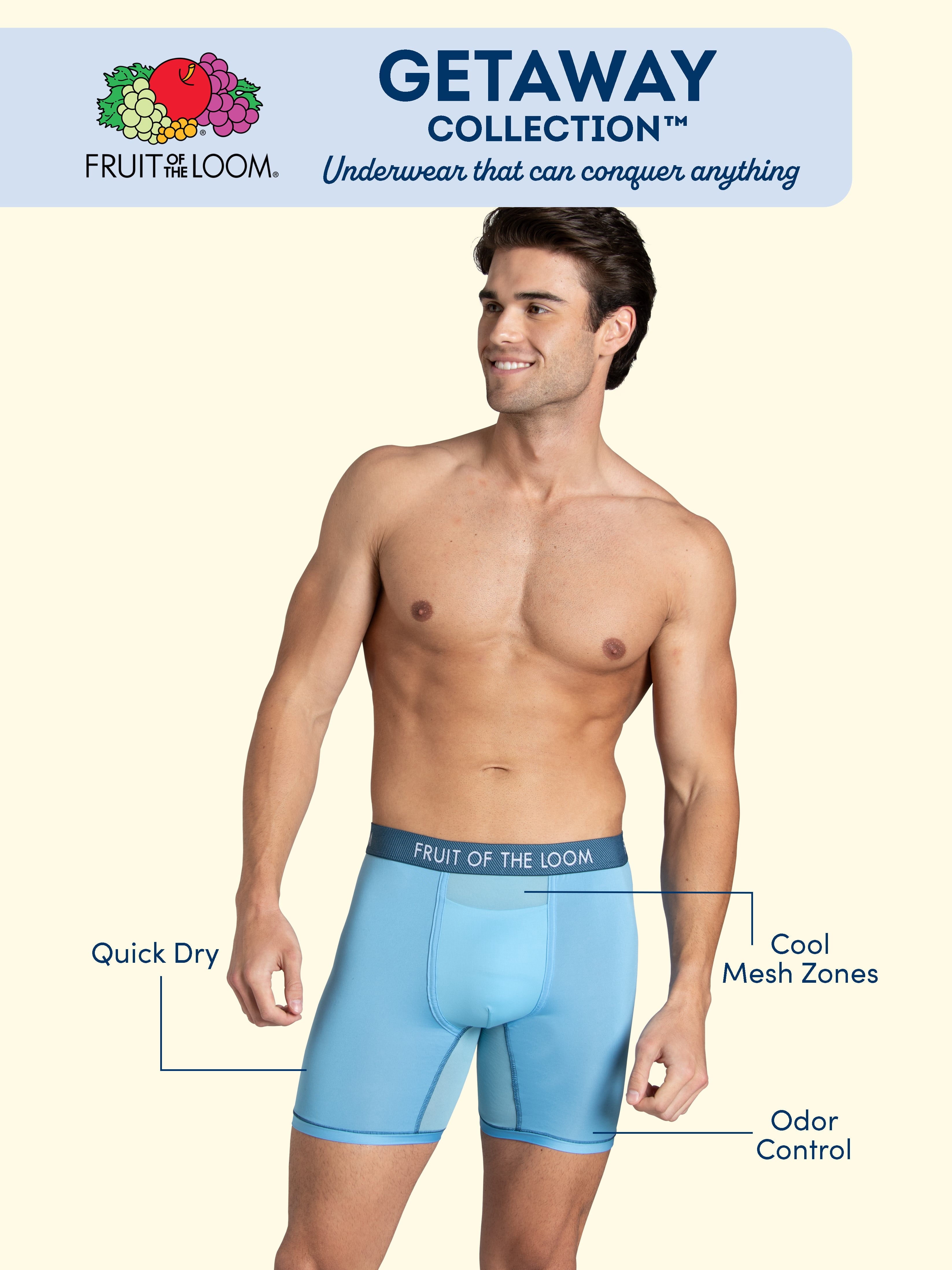 Fruit of the Loom Men's Getaway Collection Boxer Briefs, 3-Pack