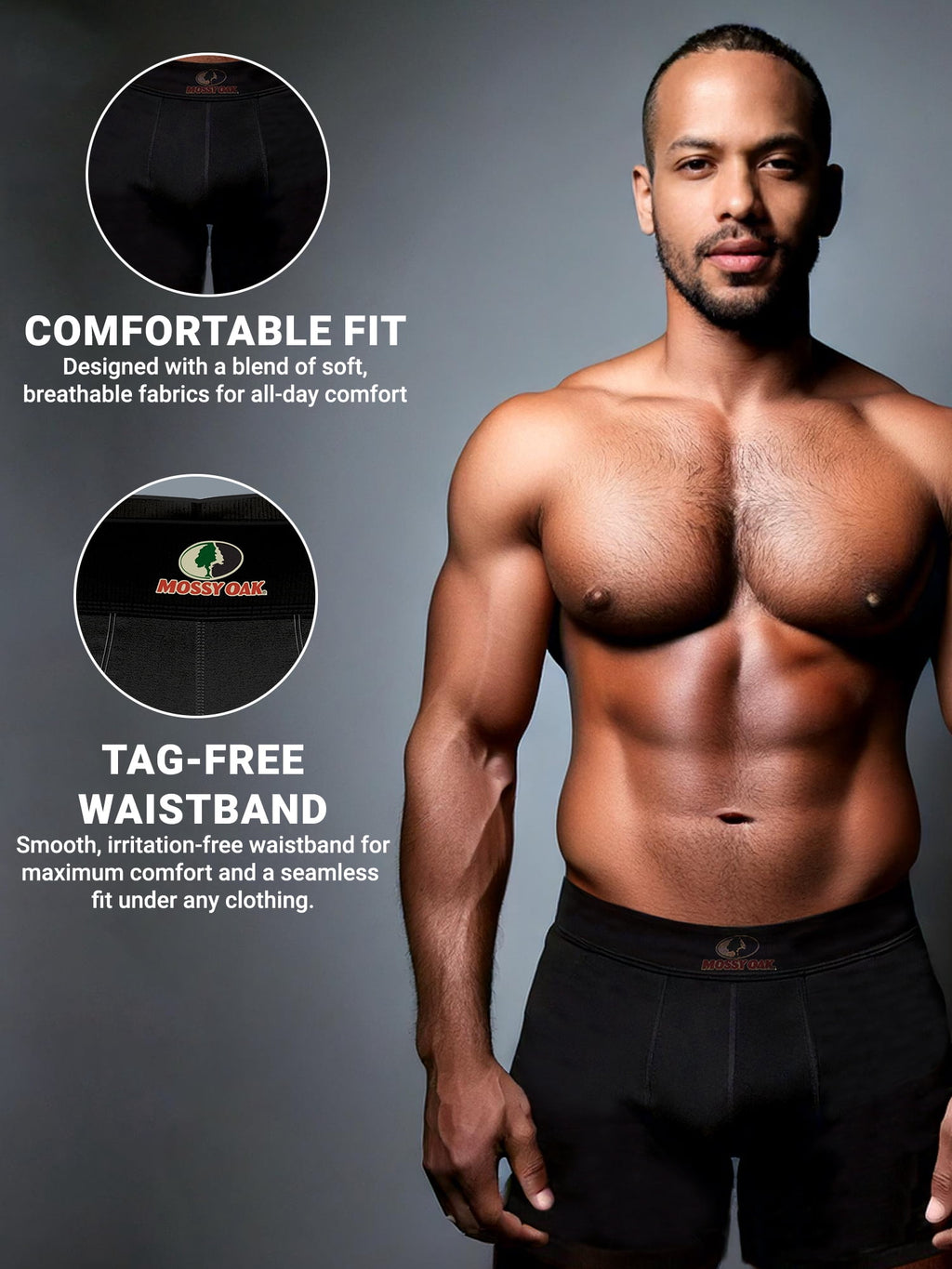 Mossy Oak Cotton Mens Briefs Breathable Underwear for Men, Multicolor 6-Pack