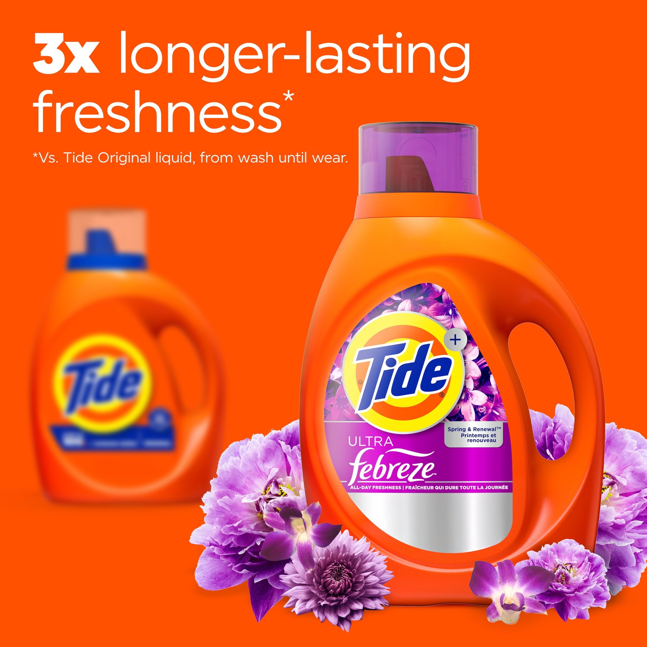 Tide Liquid Laundry Detergent, Ultra Febreze, Spring and Renewal Scent, 92 fl oz, 65 Loads